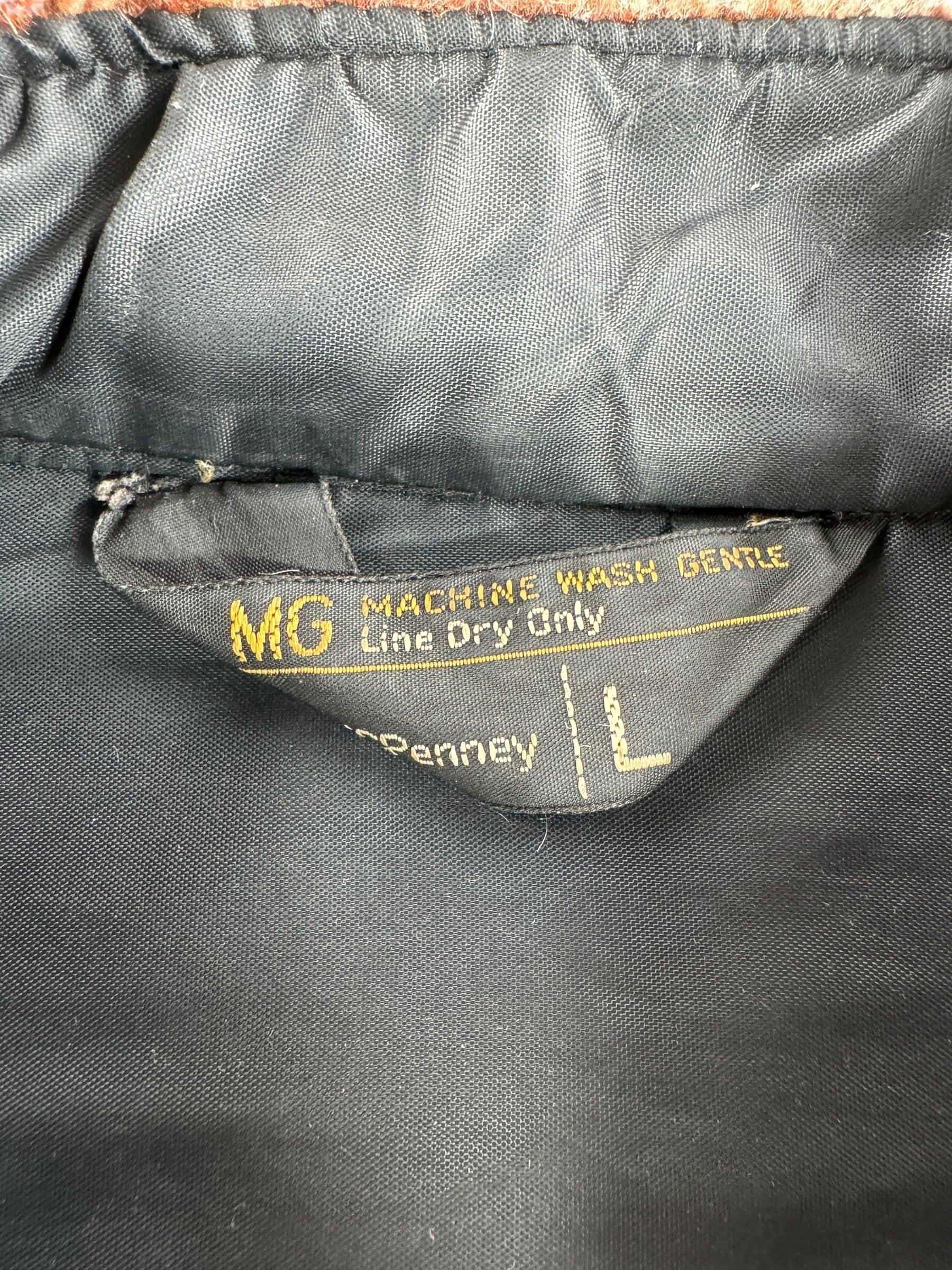 Label on Vintage Penney's CPO Flannel Jac-Shirt SZ L