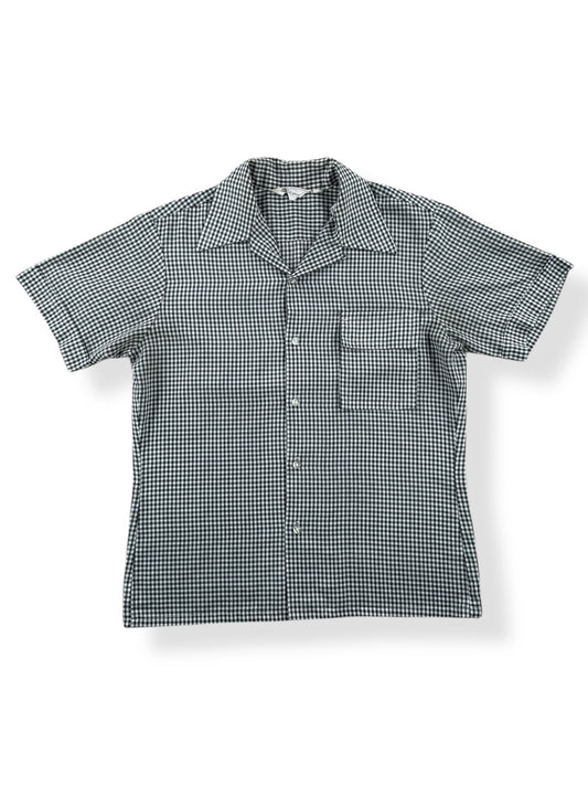 Front of Vintage Mr California Black Gingham Loop Collar Shirt SZ M