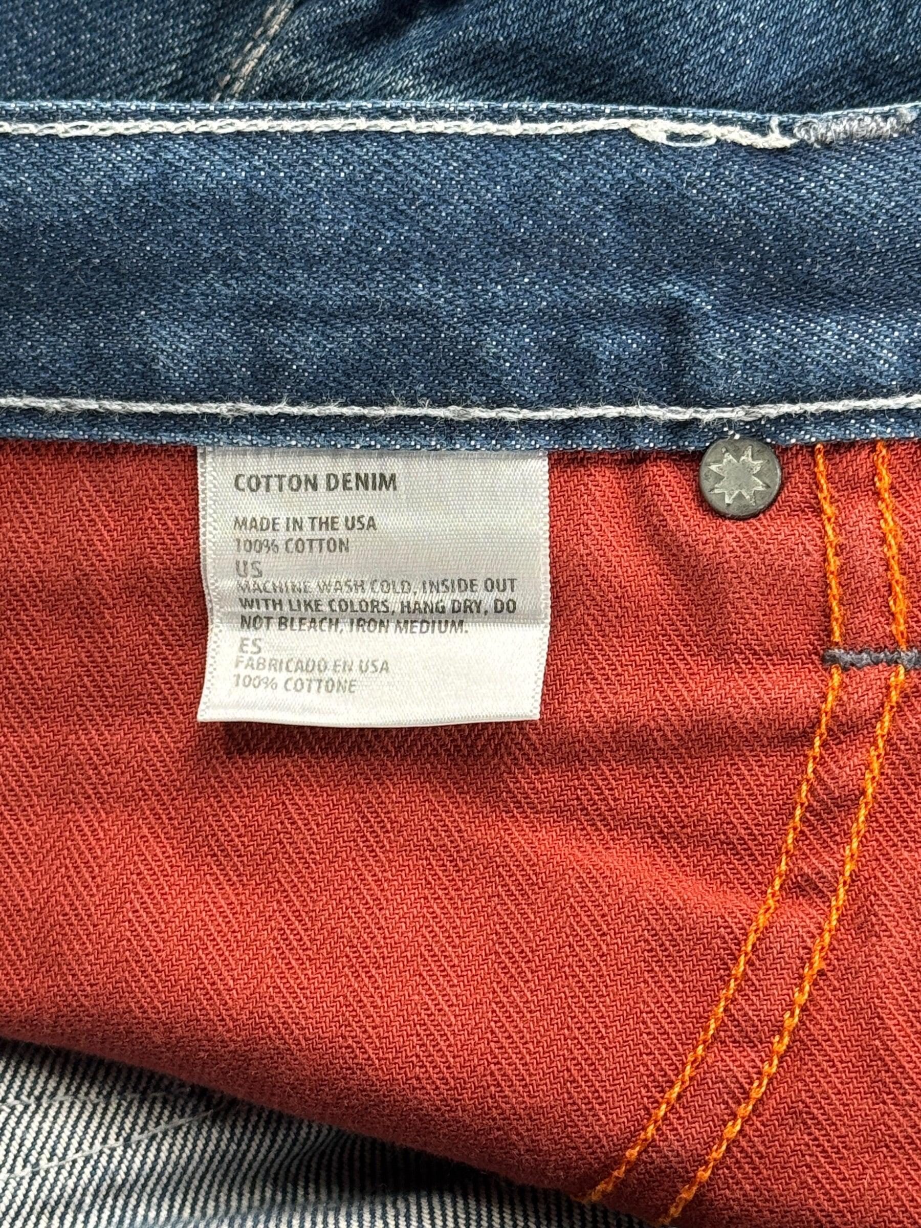 Info tag on Freenote Cloth Selvedge Jeans W33 (Fits W34)
