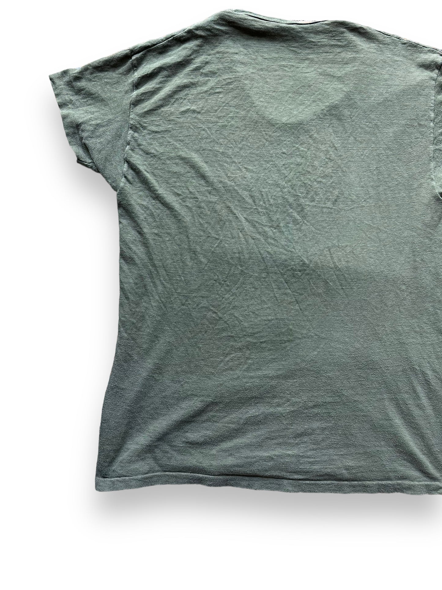 Rear Left View of Vintage Green Hanes Blank Tee SZ XL | Vintage Blank T-Shirts Seattle | Barn Owl Vintage Tees Seattle