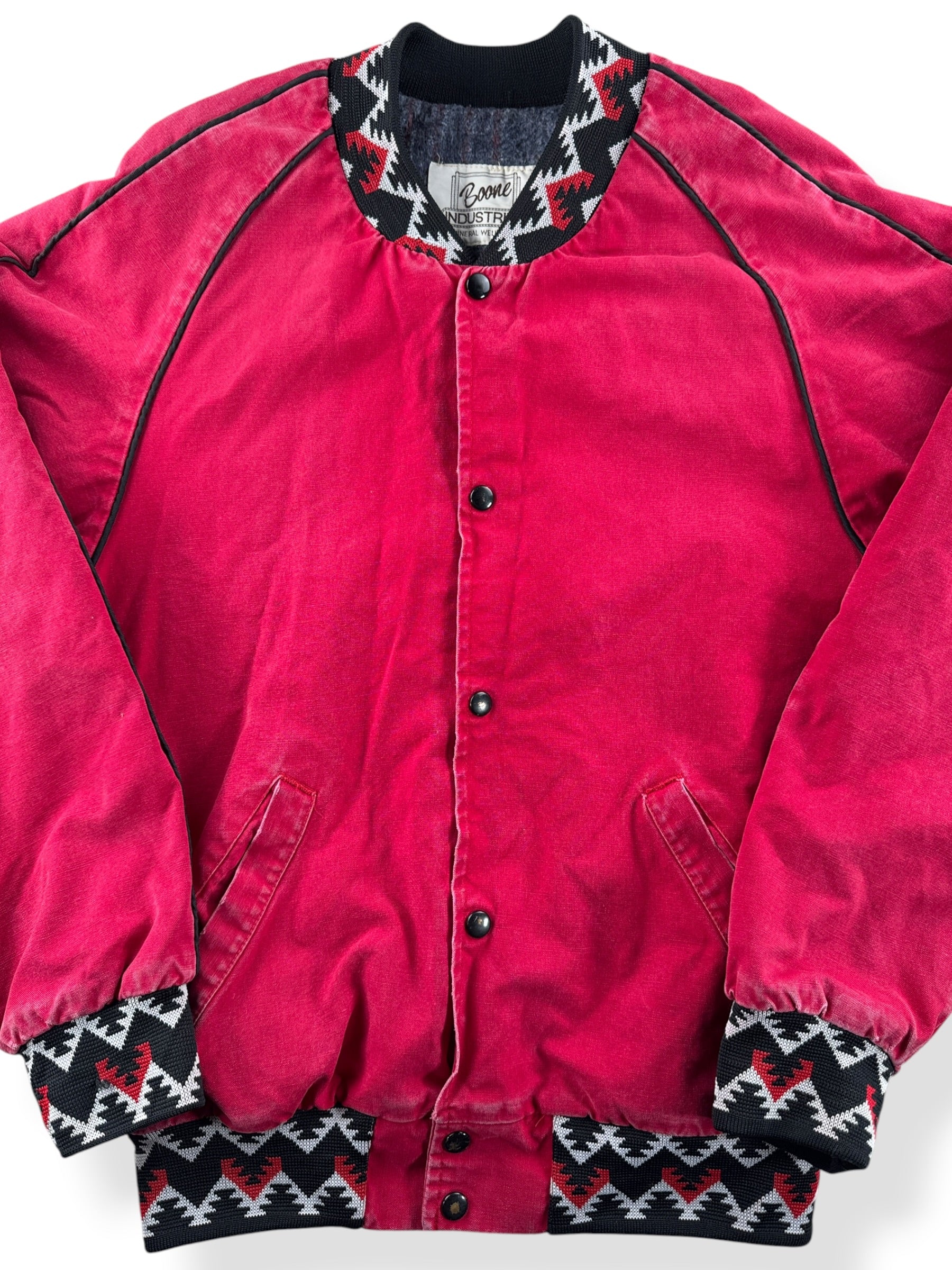 Close-up of Vintage Boone Industries Cotton South Western Bomber Jacket SZ M