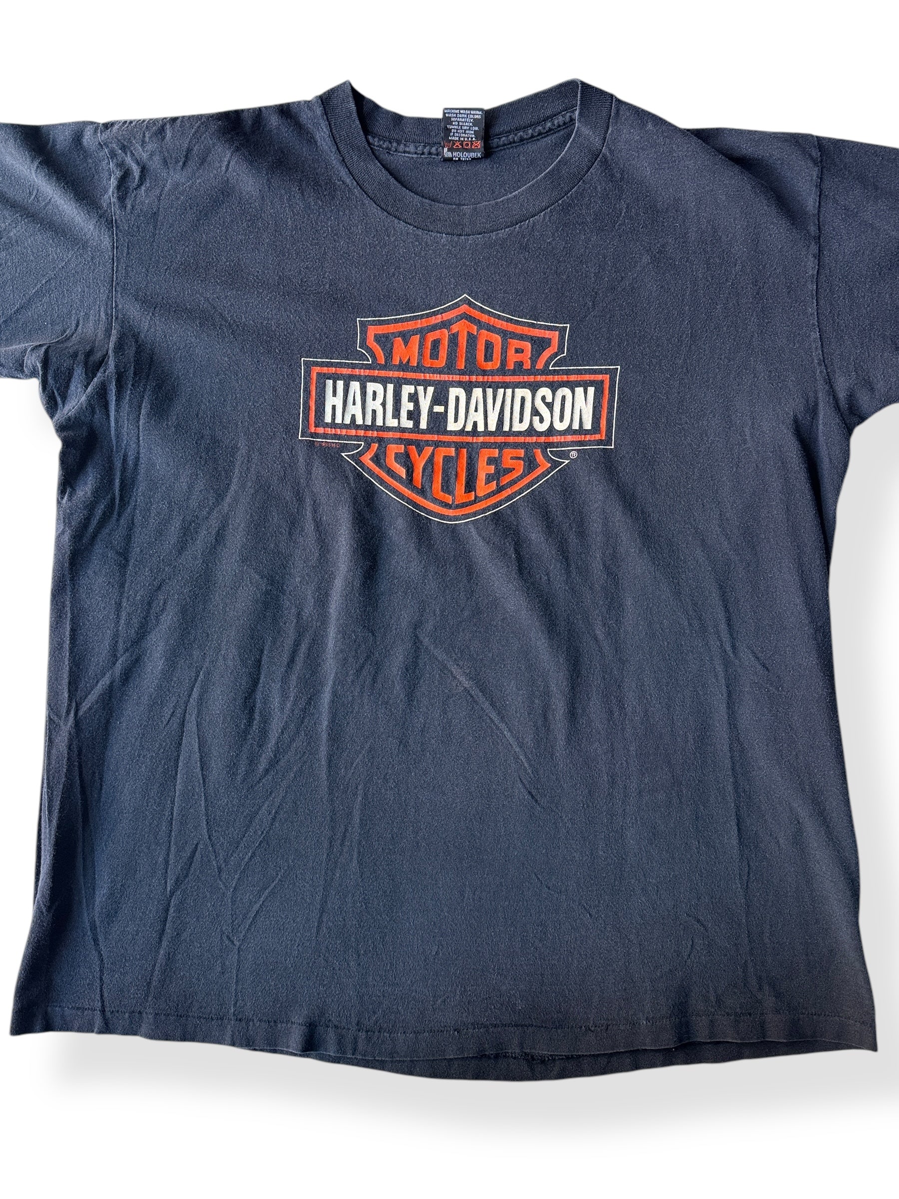 Front Close Up of Vintage Harley Davidson House of Harley Anchorage Tee SZ XL