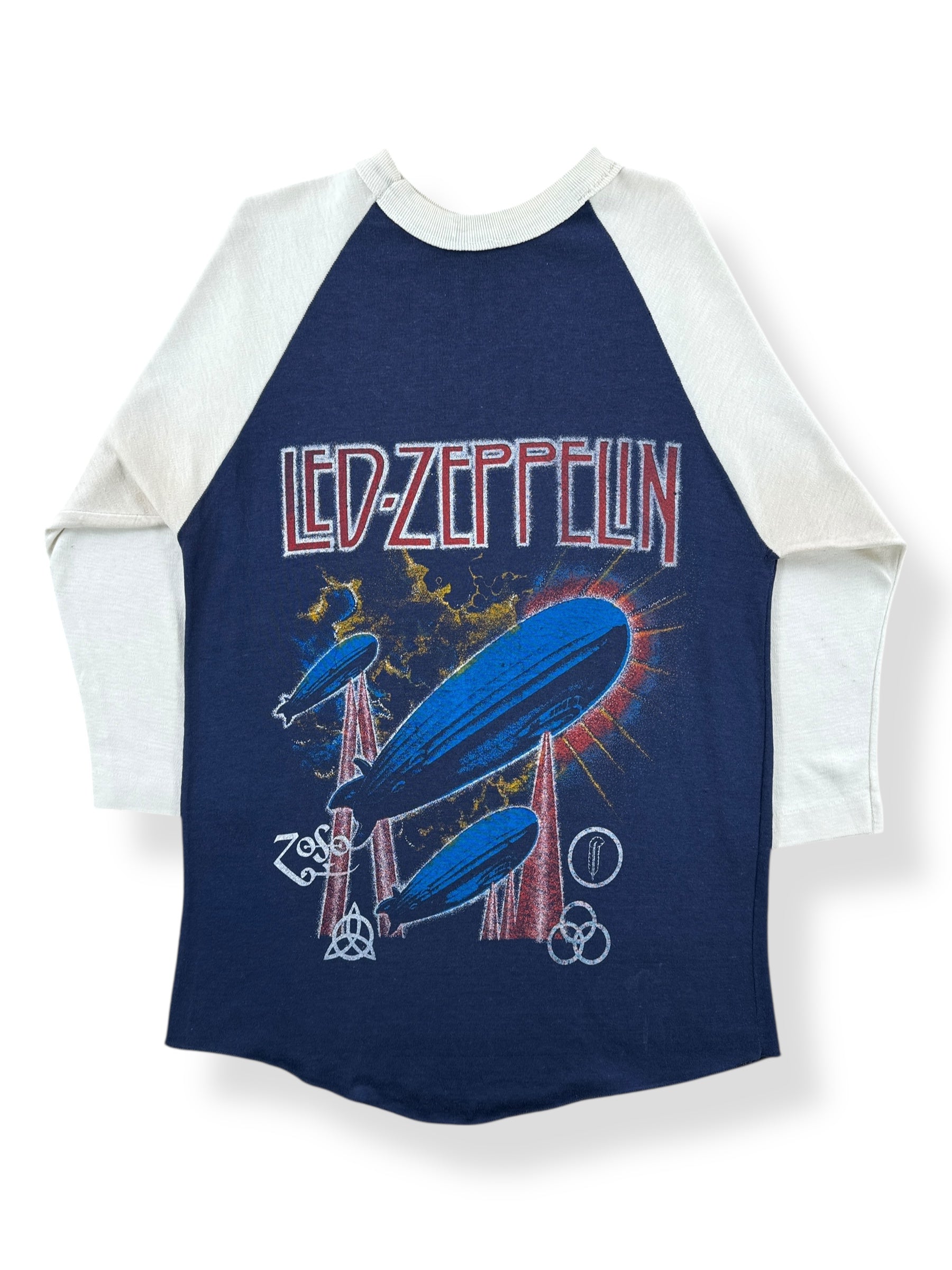 Back of Vintage Led Zeppelin Two Sided Tour Raglan Tee SZ S