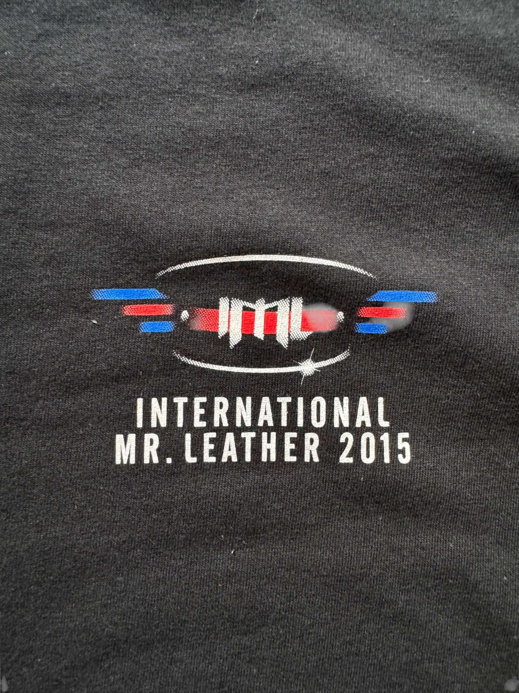 front graphic of 2015 International Mr. Leather Tee SZ XL