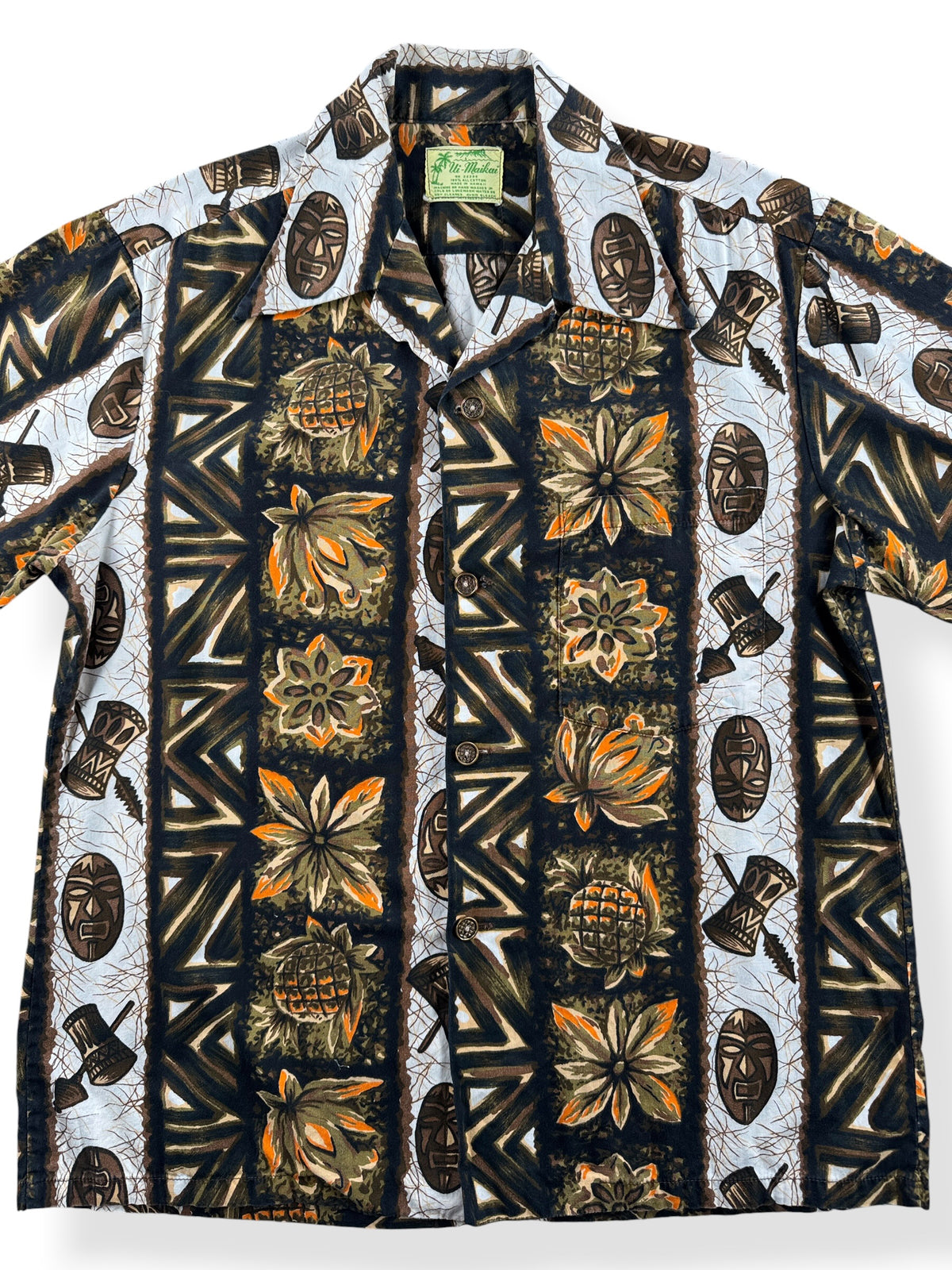 Close-up of Vintage Ui-MaiKai Cotton Aloha Shirt SZ L