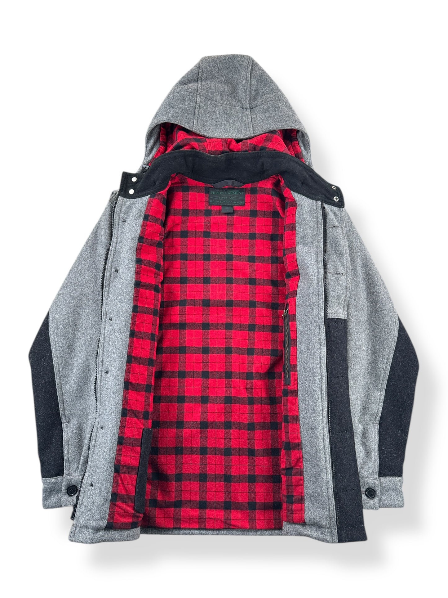 Inside of Filson Two Tone Hooded Cruiser Jacket SZ S