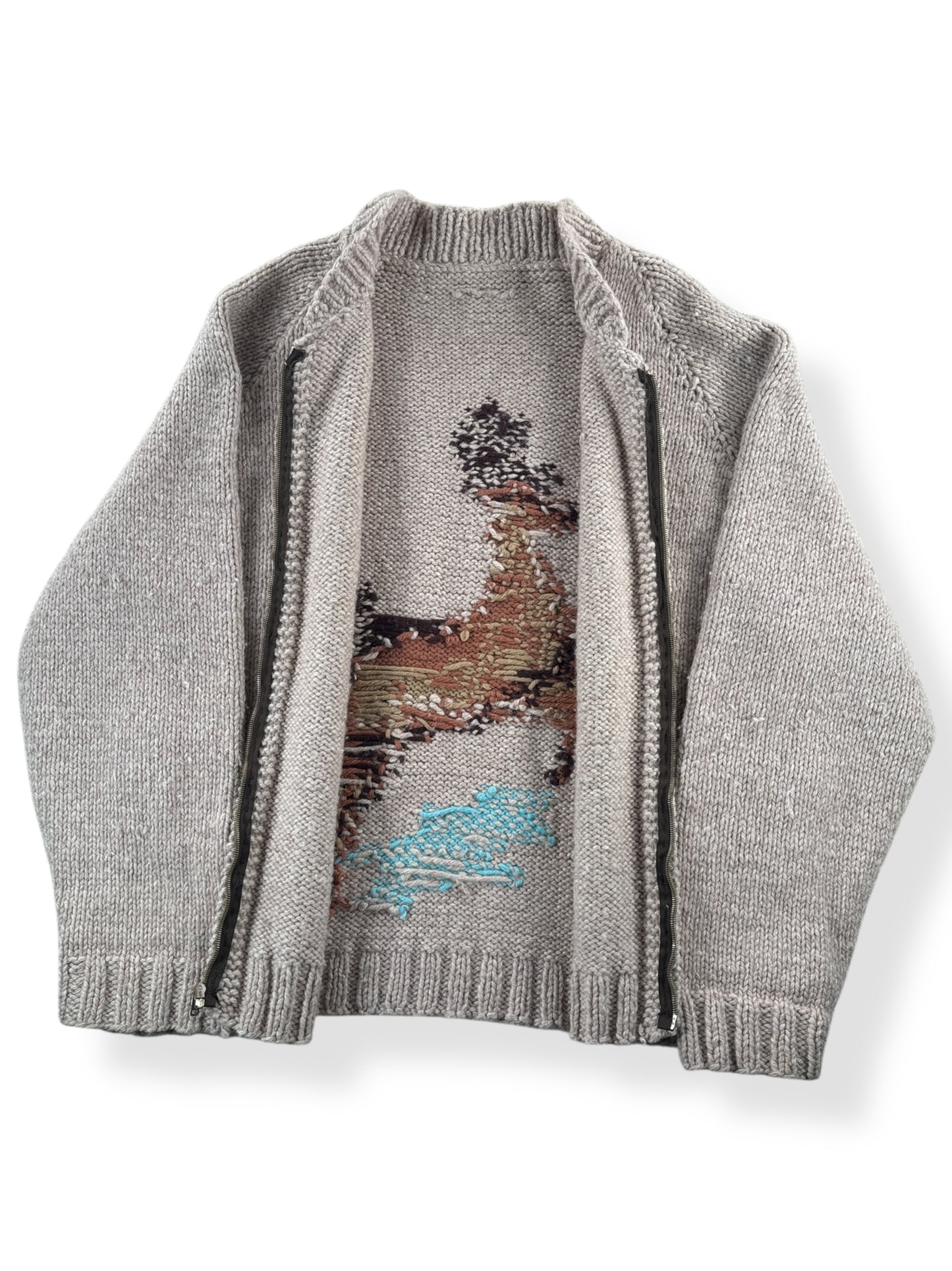 Inside of Vintage Cowichan Style Deer Sweater SZ XXL