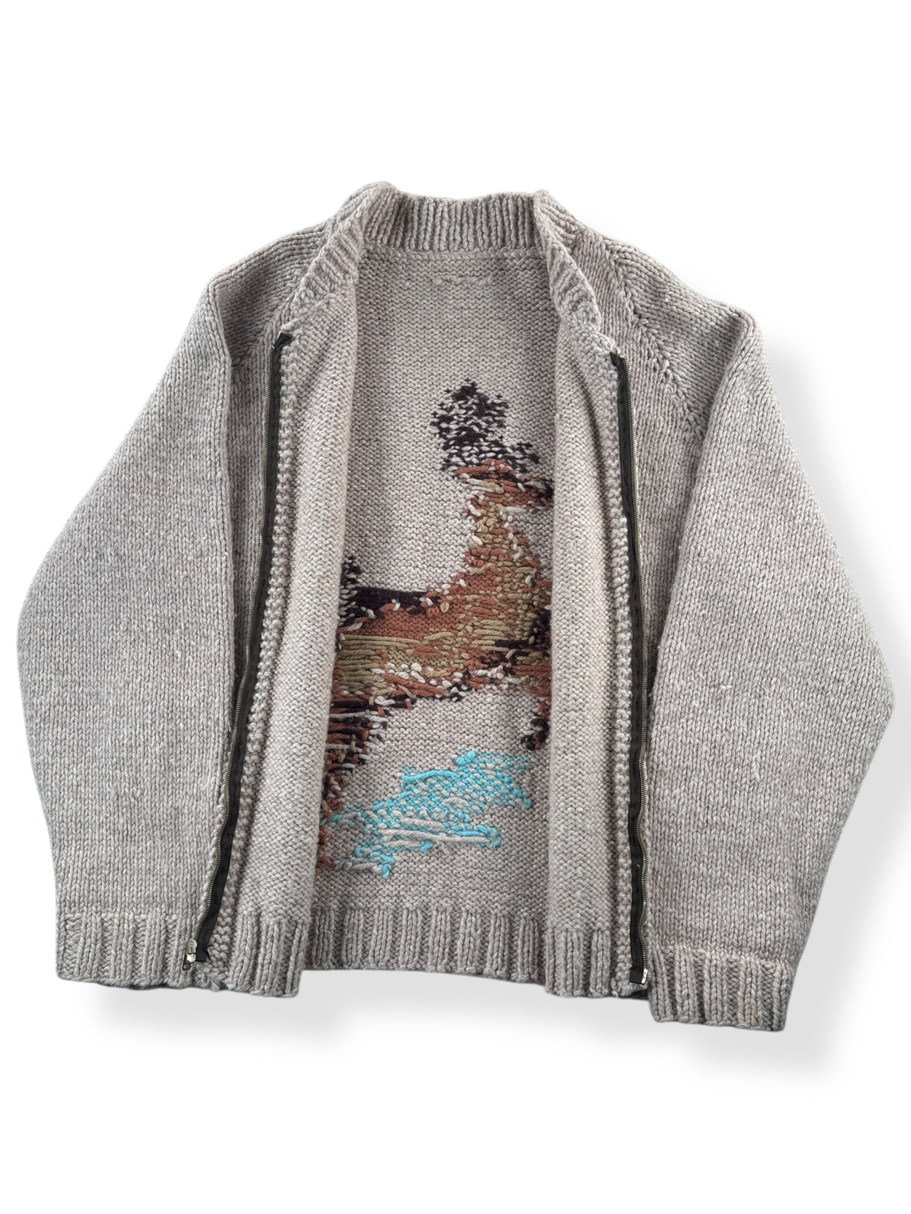 Inside of Vintage Cowichan Style Deer Sweater SZ XXL