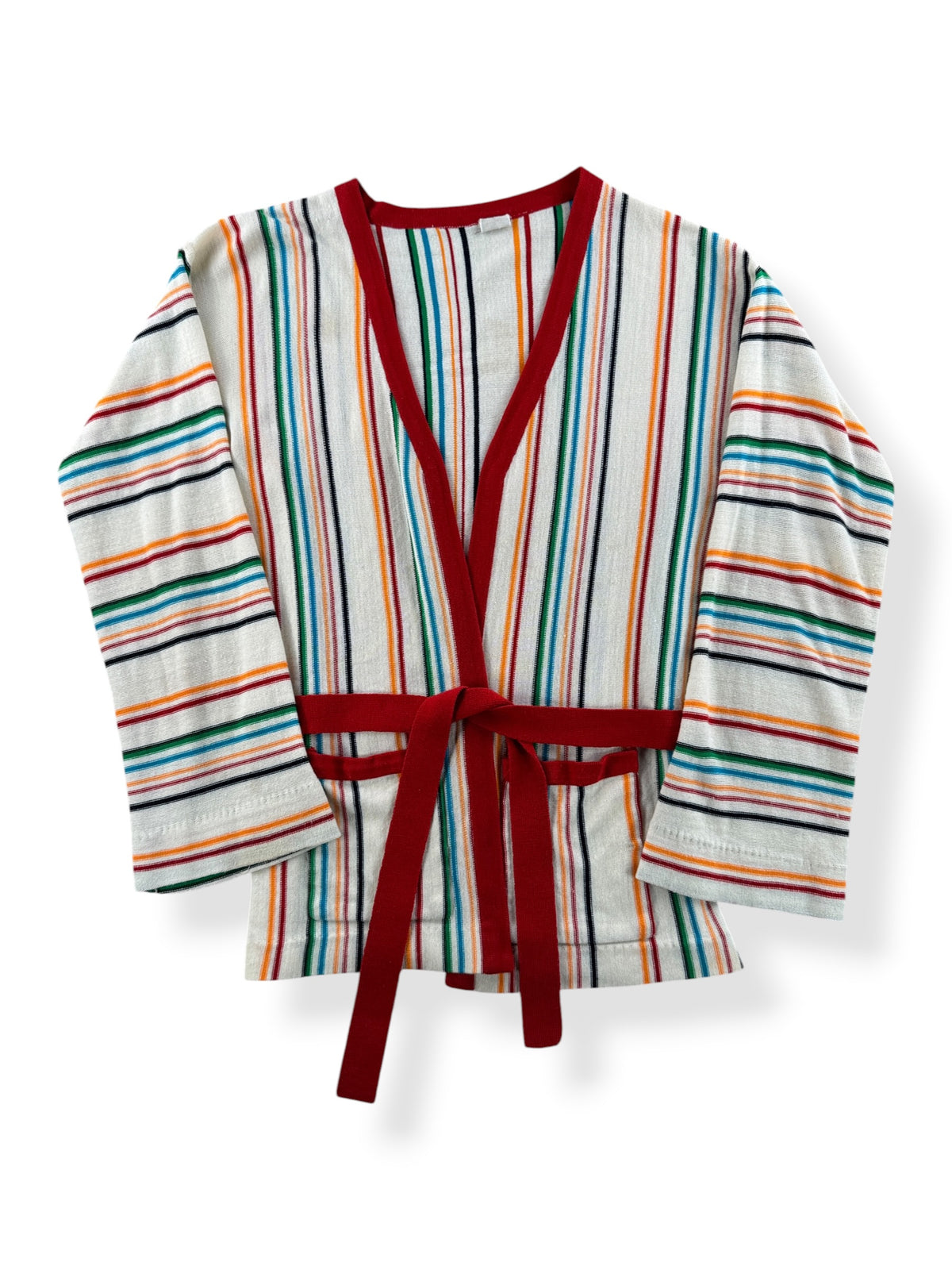 Front of Vintage 70s Rainbow Stripe Cardigan SZ S/M