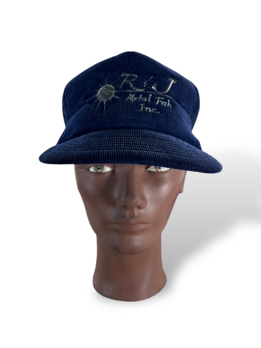 Front of Vintage R&J Metal Fabrication Corduroy Hat SZ OSFA