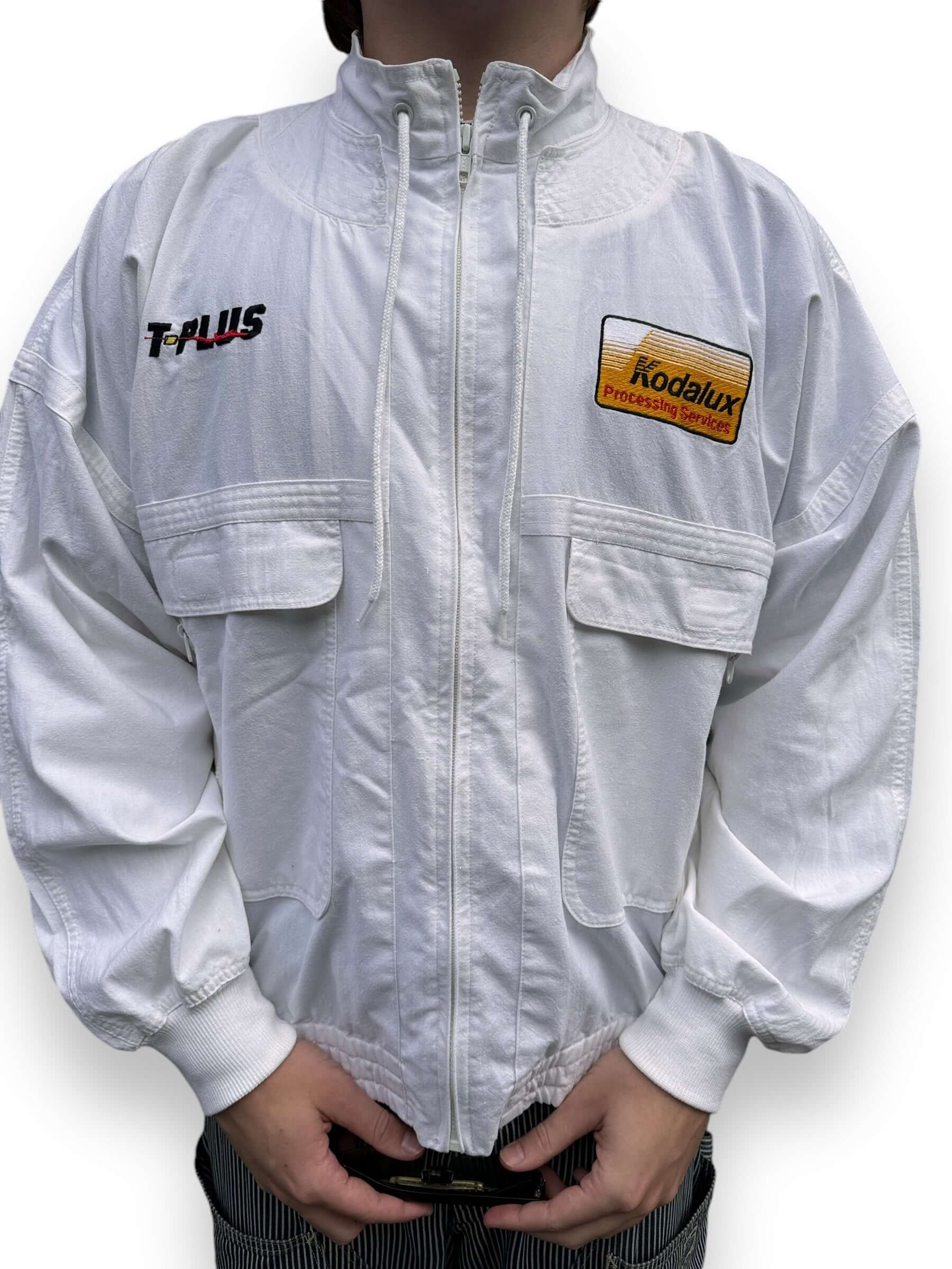 Front Detail on Vintage Kodalux White Jacket SZ L