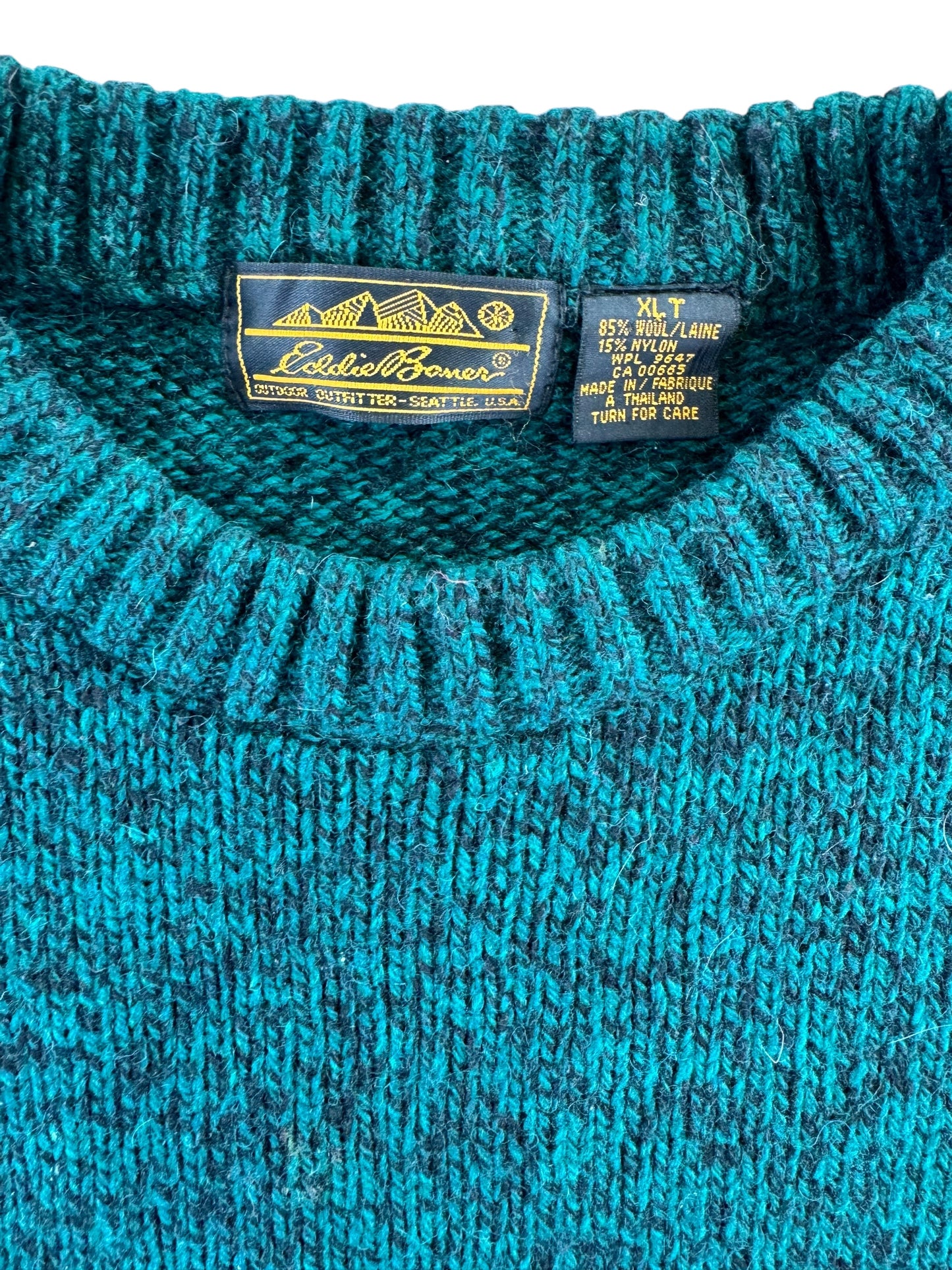 Tag view of Eddie Bauer Green/Black Sweater XLT