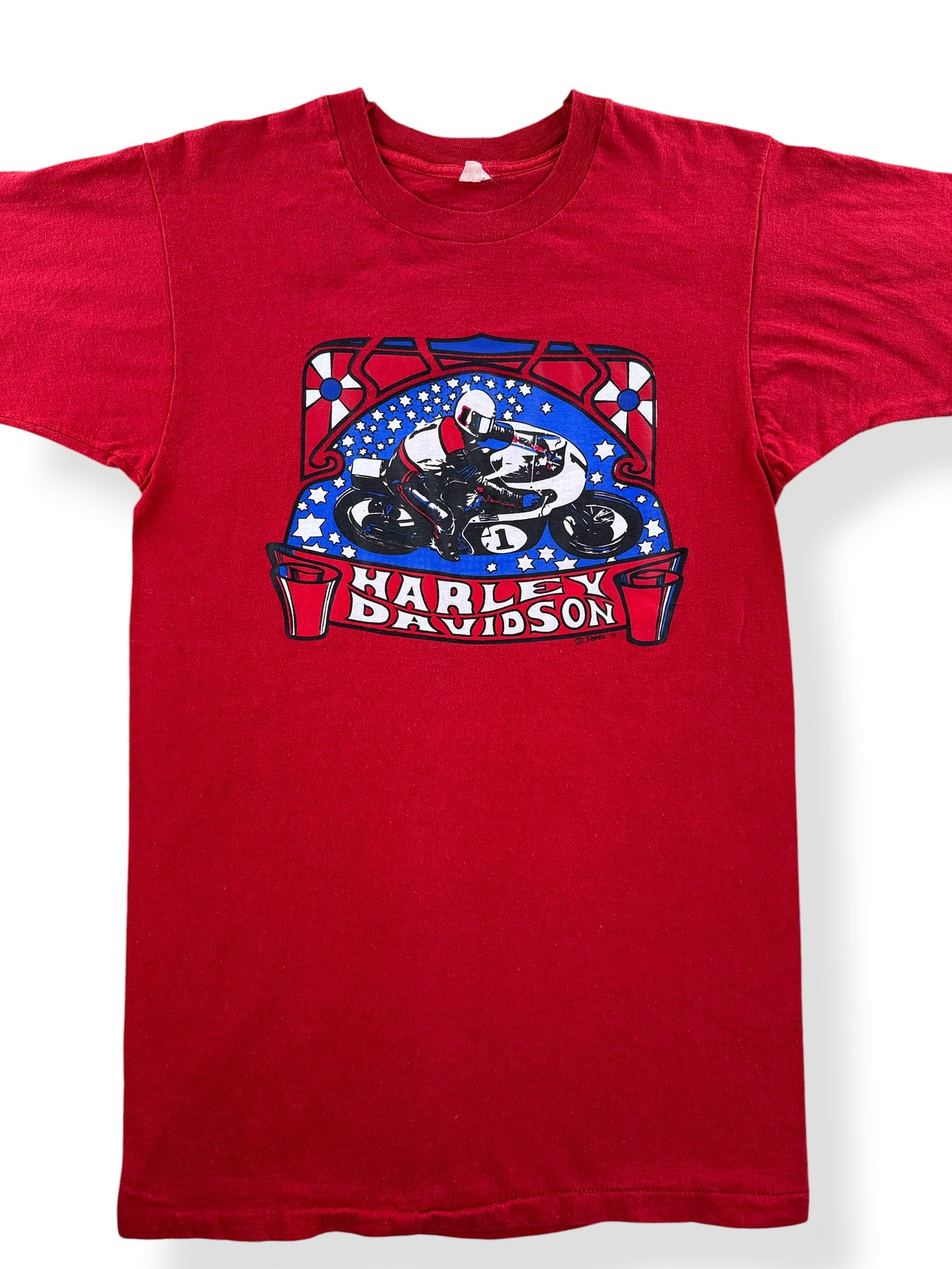 Front Close Up of Vintage Harley Davidson Iron On Graphic Tee SZ L (Fits S)