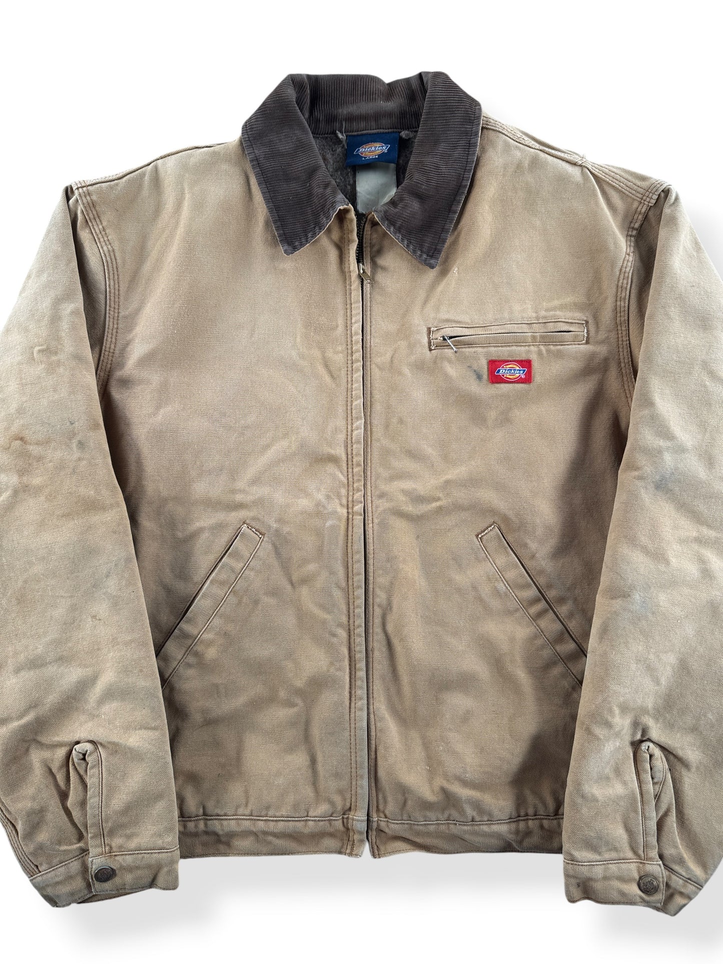 Front Close Up of Vintage Dickies Blanket Lined Zip Up Jacket SZ XL