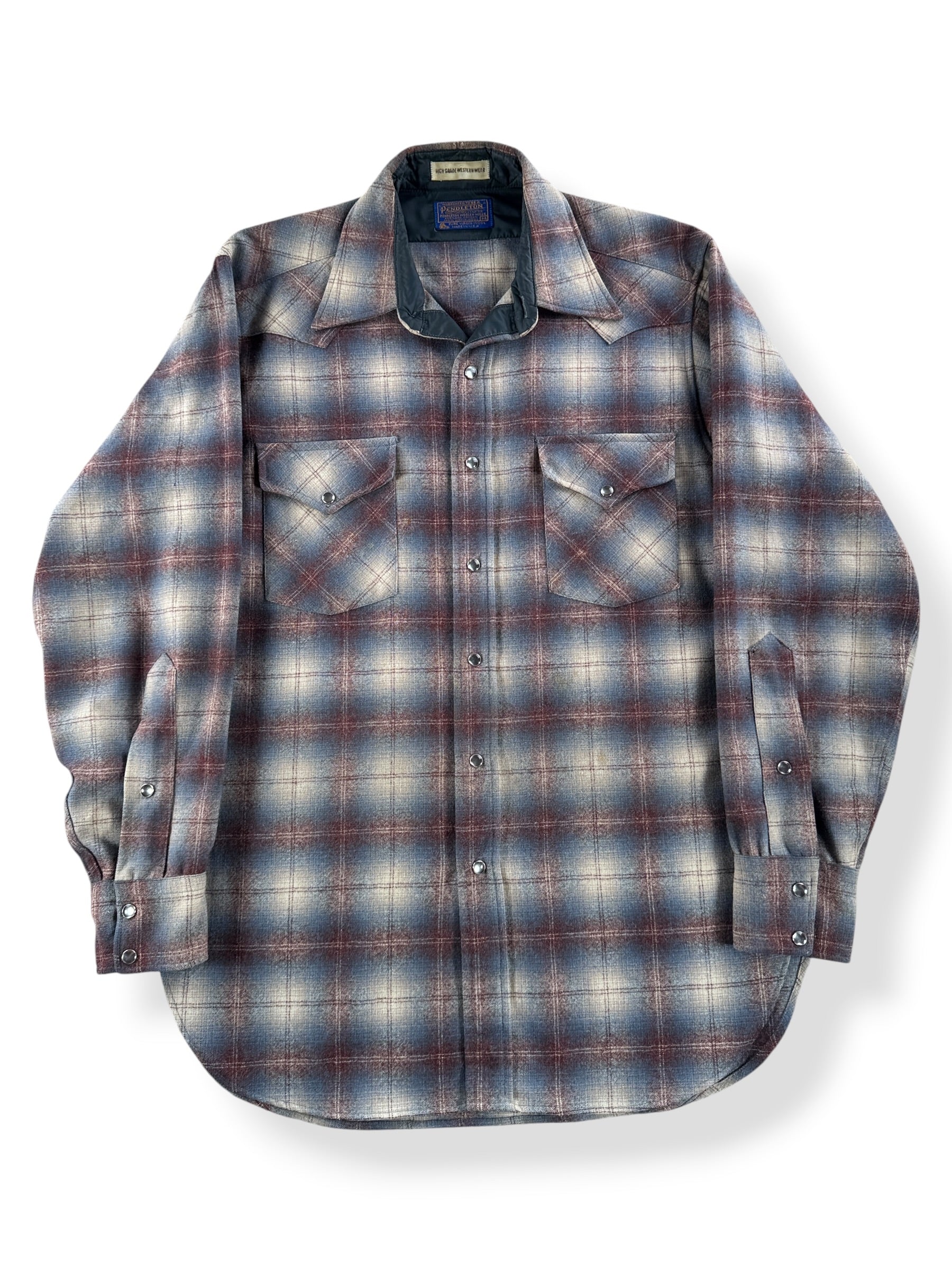 Front of Vintage Pendleton Western Wear Shadowplaid Pearlsnap SZ M