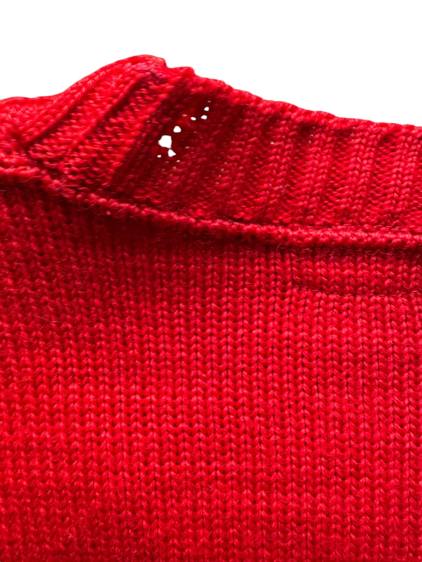 Holes back left neck 1950s Sand Knit Red Wool Sweater M