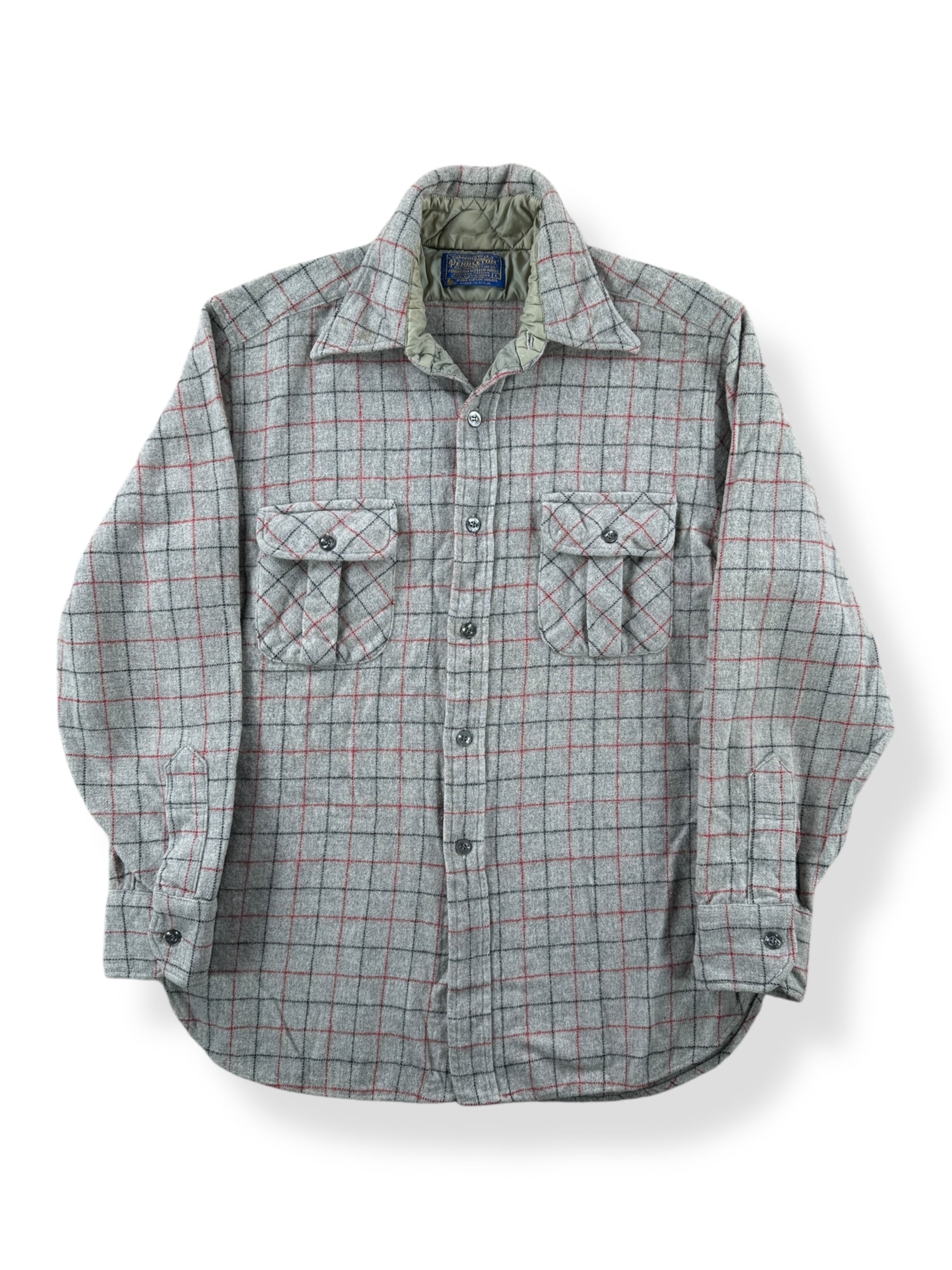 Front of Vintage Pendleton Grey Flannel SZ L