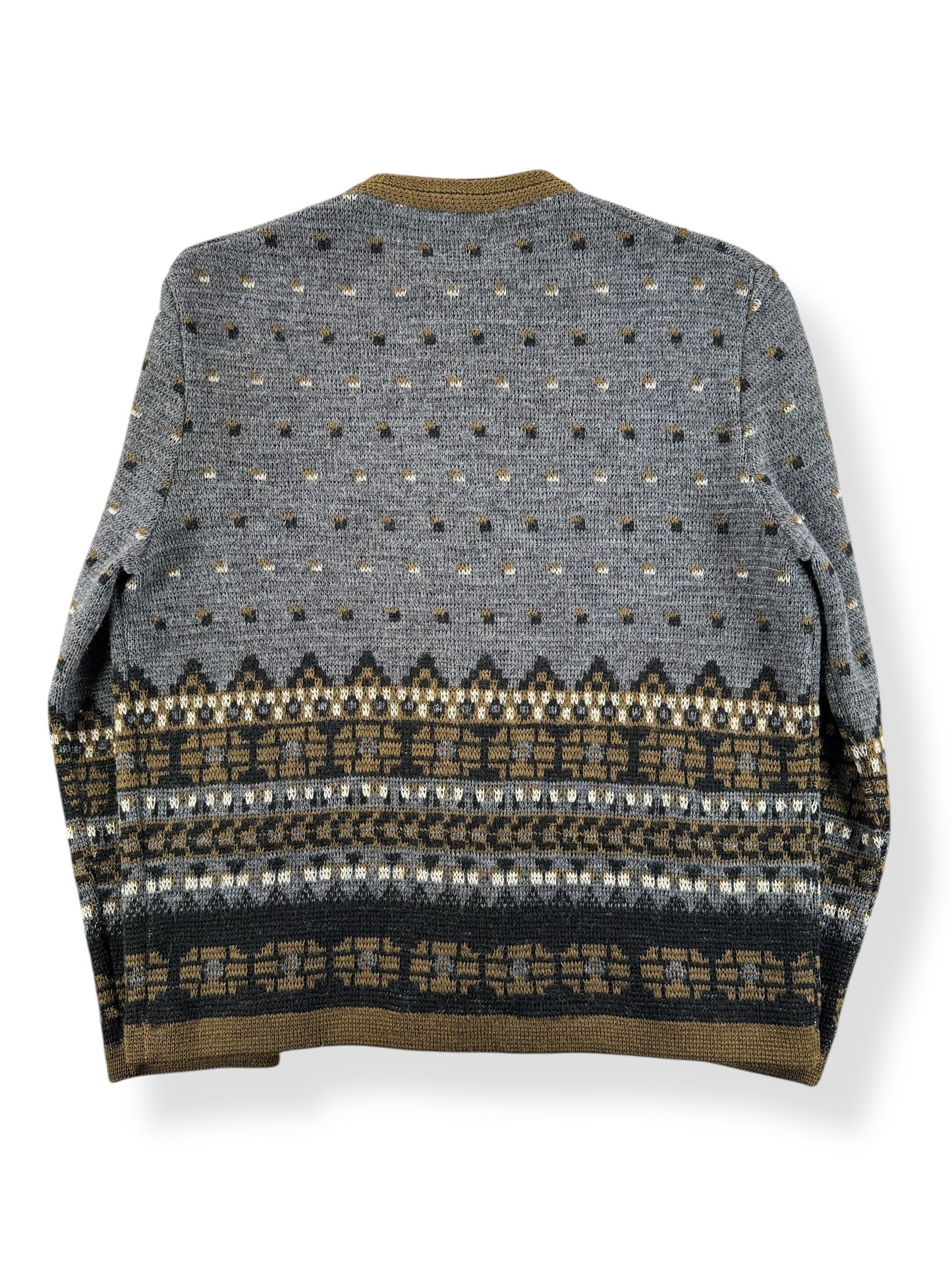 Back of Vintage Catalina Jacquard Zip Up Sweater SZ 38