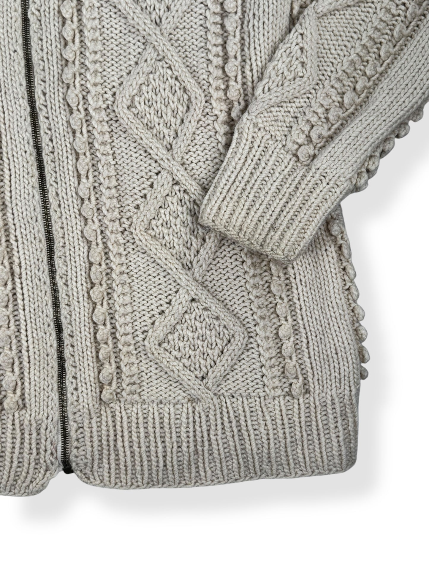 1940s Handmade Cable Knit Zip Up X-XL