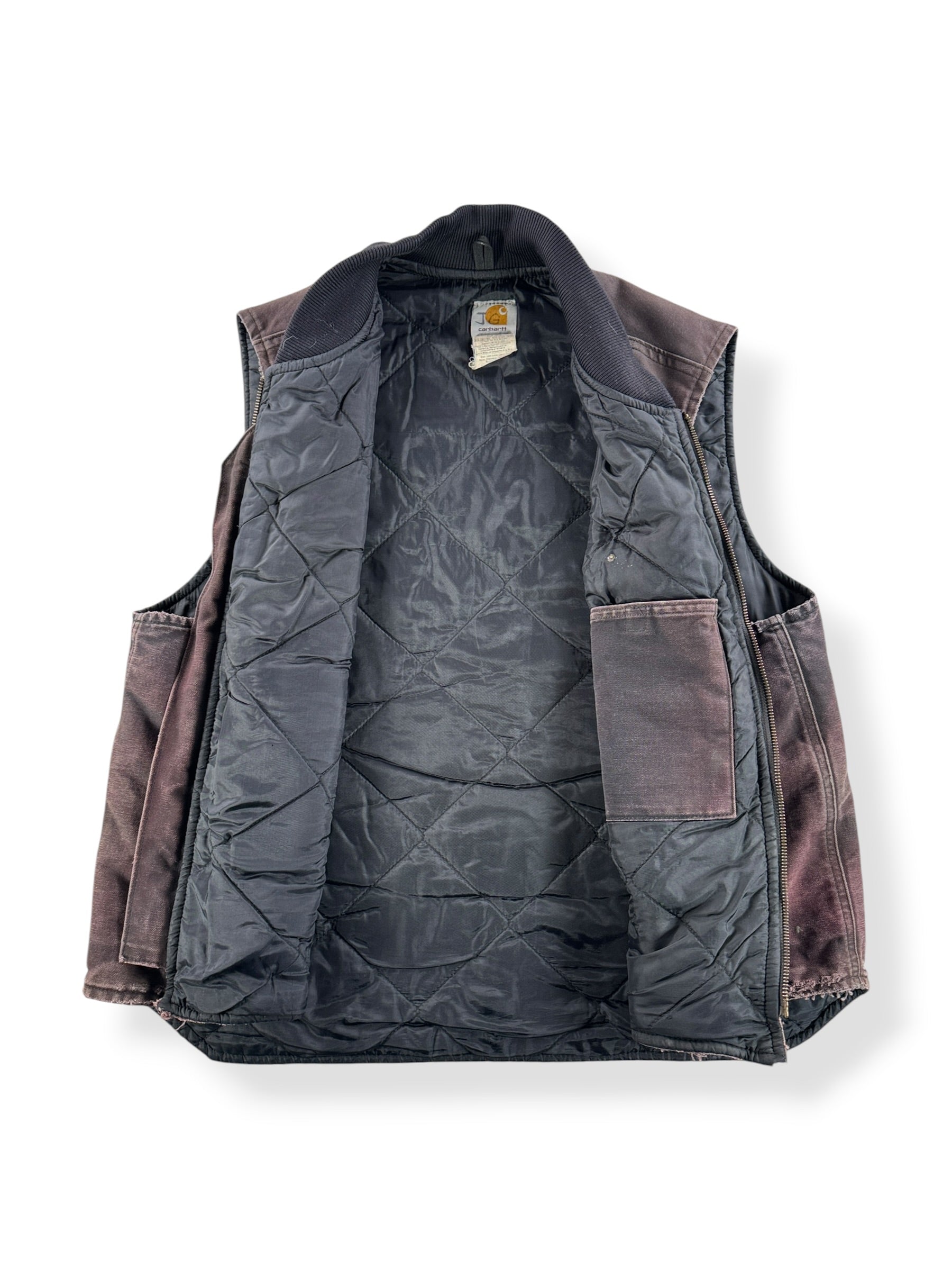 Inside of Vintage Thrashed Brown Carhartt Vest SZ XL