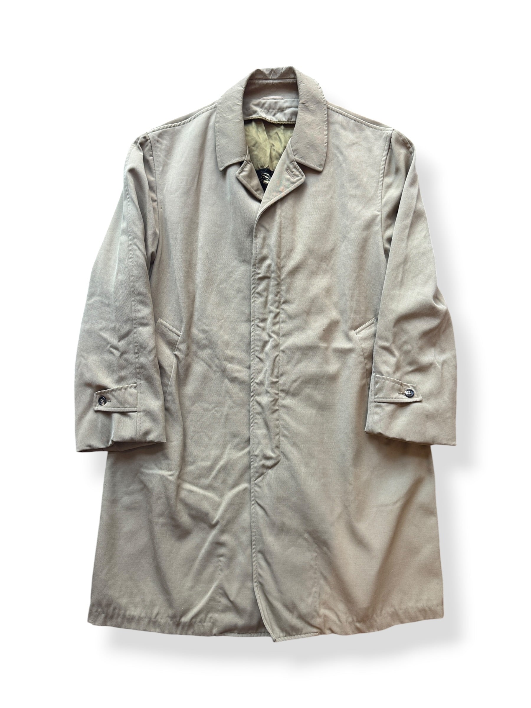 Front of Vintage Alligator Wool Gabardine Trench Coat SZ M