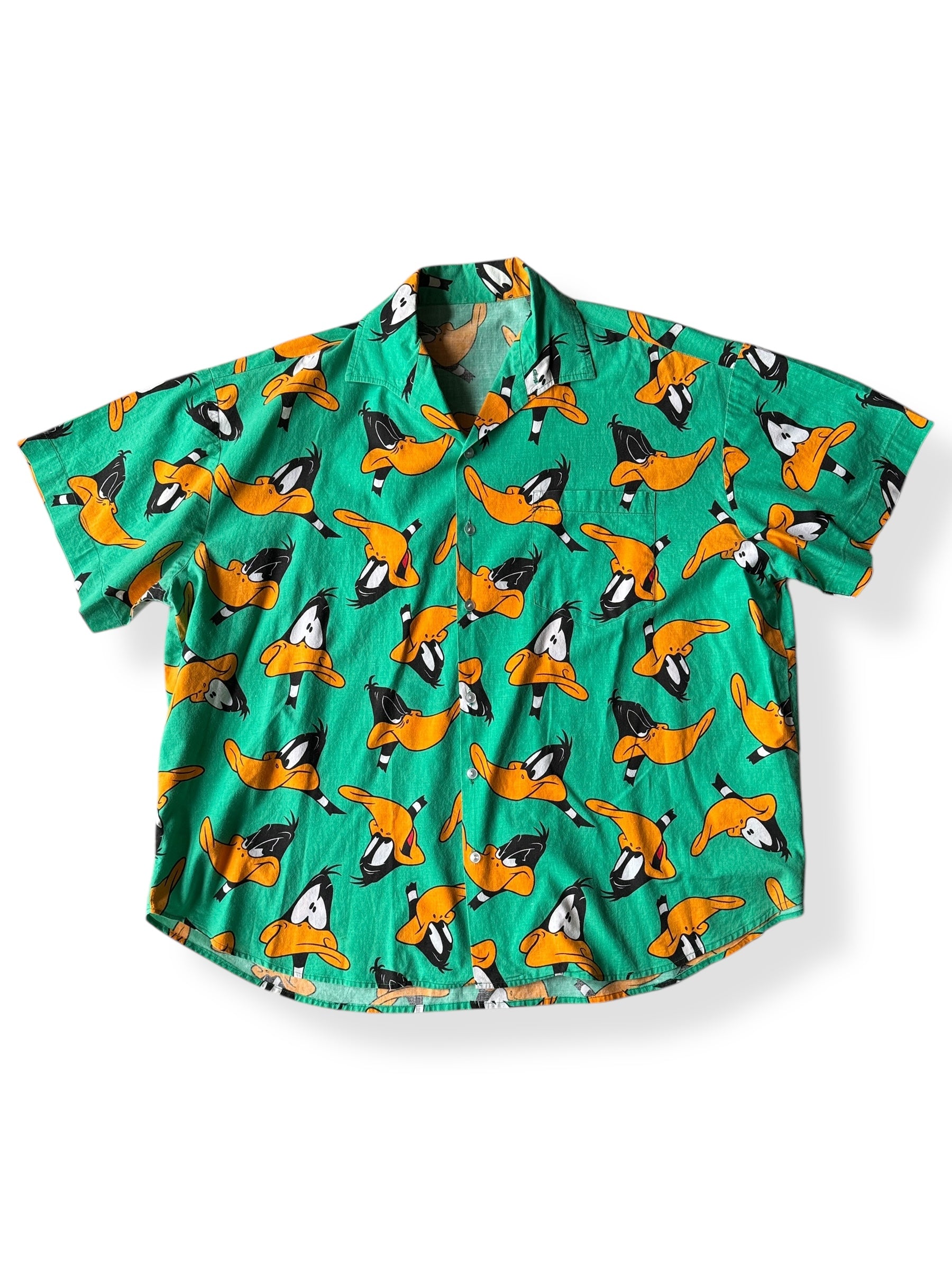 Front of Vintage Green Daffy Duck Button Up SZ XXL
