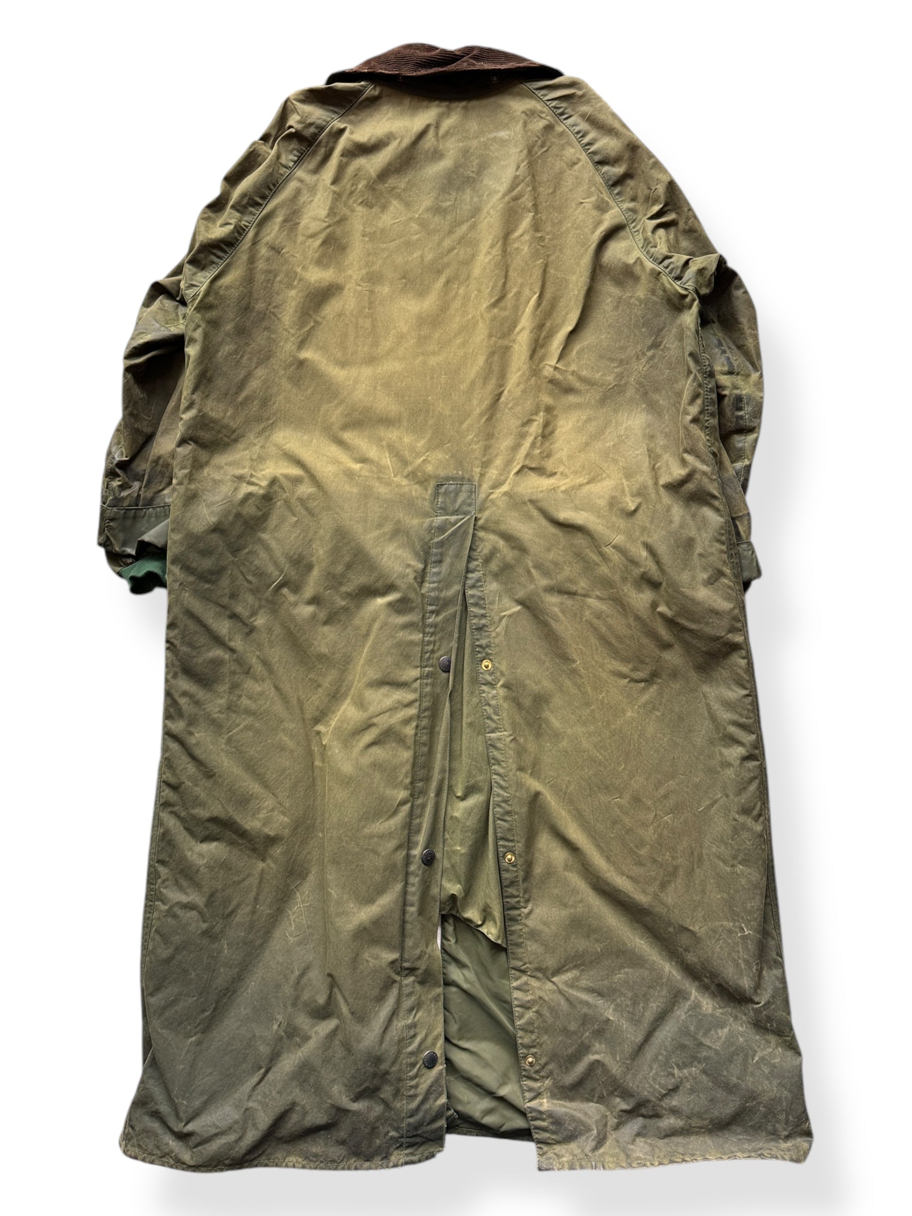 Back of Barbour Waxed Duster Coat SZ XL