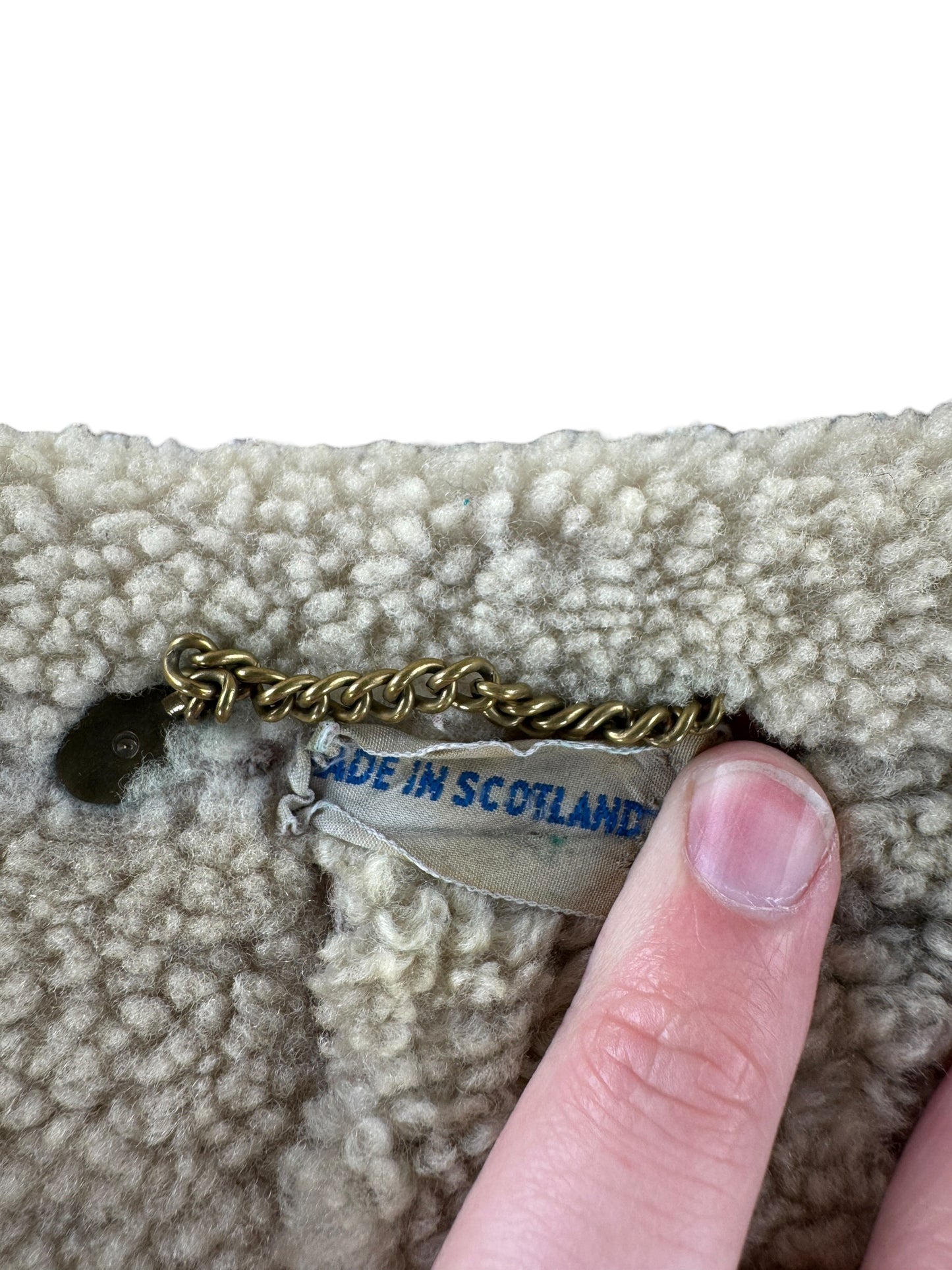 Label on Vintage Antartex Lambskin Suede Sherpa Lined Coat SZ M