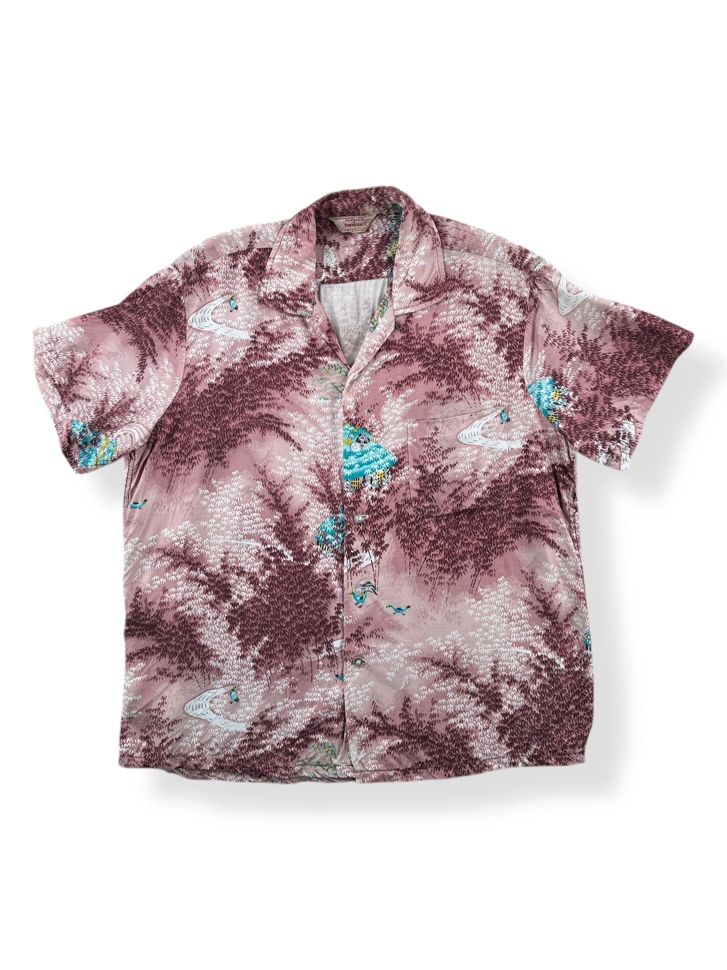 Front of Vintage Early Penney's Towncraft Aloha Shirt SZ L