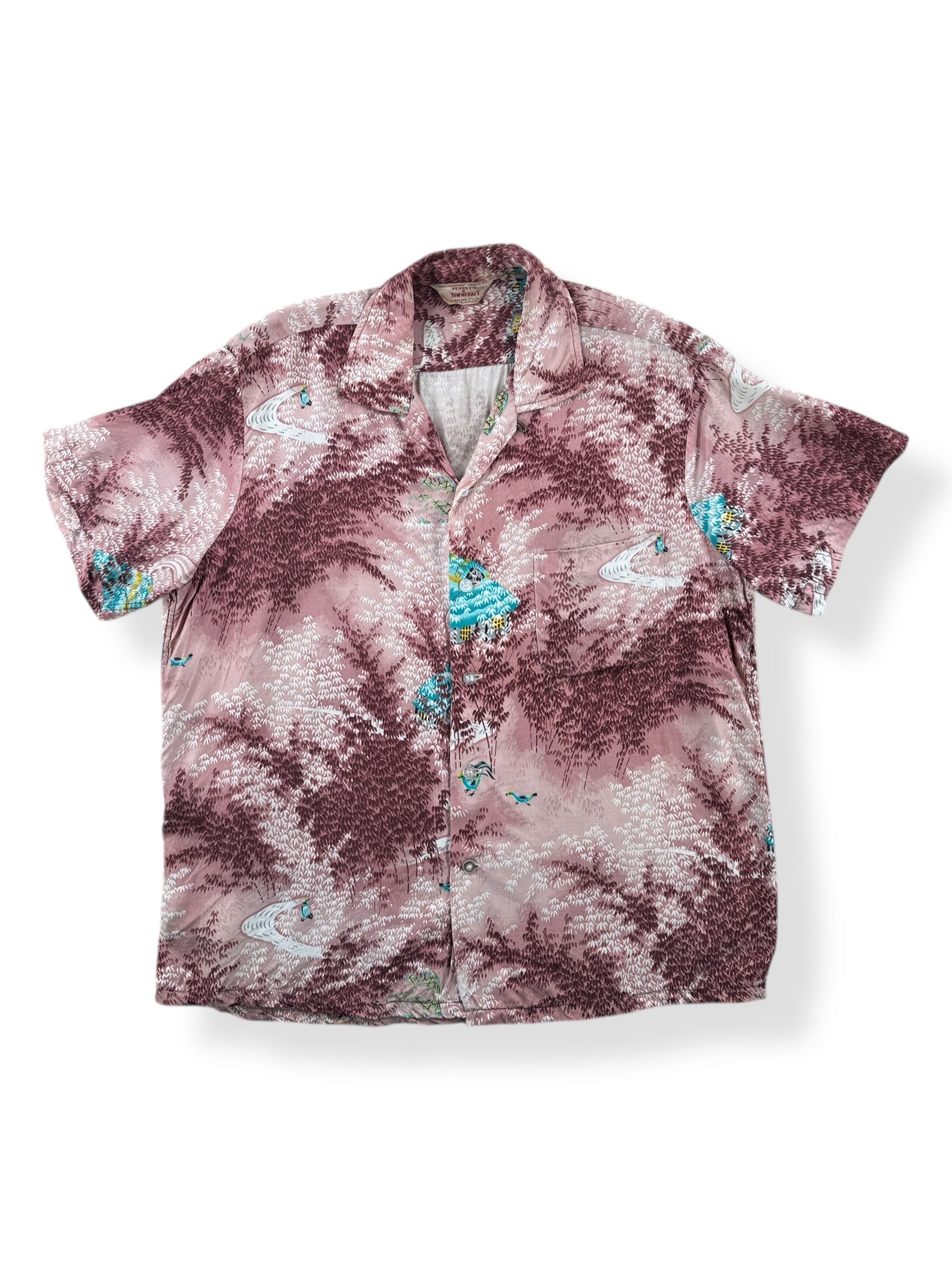 Front of Vintage Early Penney's Towncraft Aloha Shirt SZ L