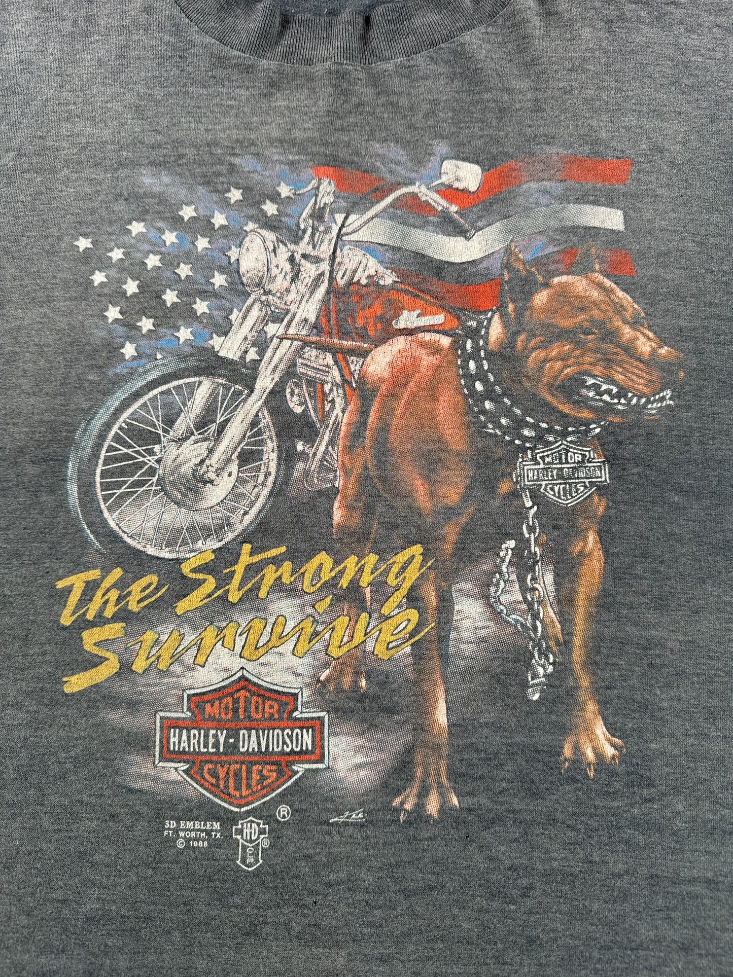 Graphic of Vintage 80s Harley 3D Emblem Tee SZ XXL (Fits L)