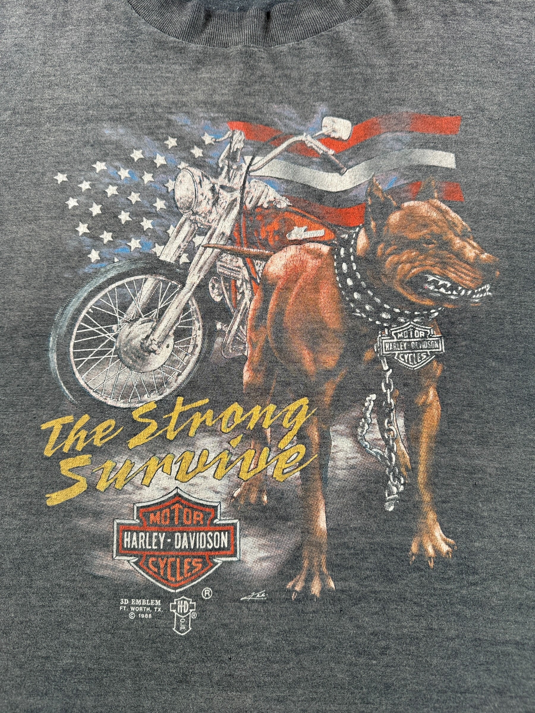 Graphic of Vintage 80s Harley 3D Emblem Tee SZ XXL (Fits L)