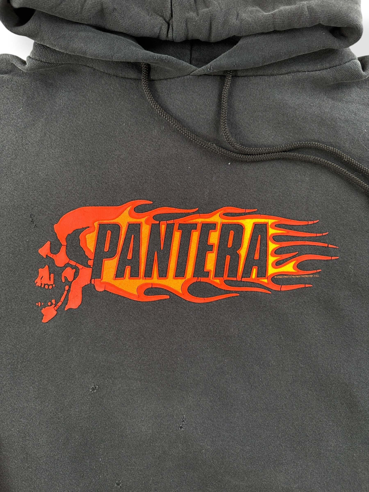 Front graphic on Vintage 2002 Pantera Puff Print Hoodie SZ XL