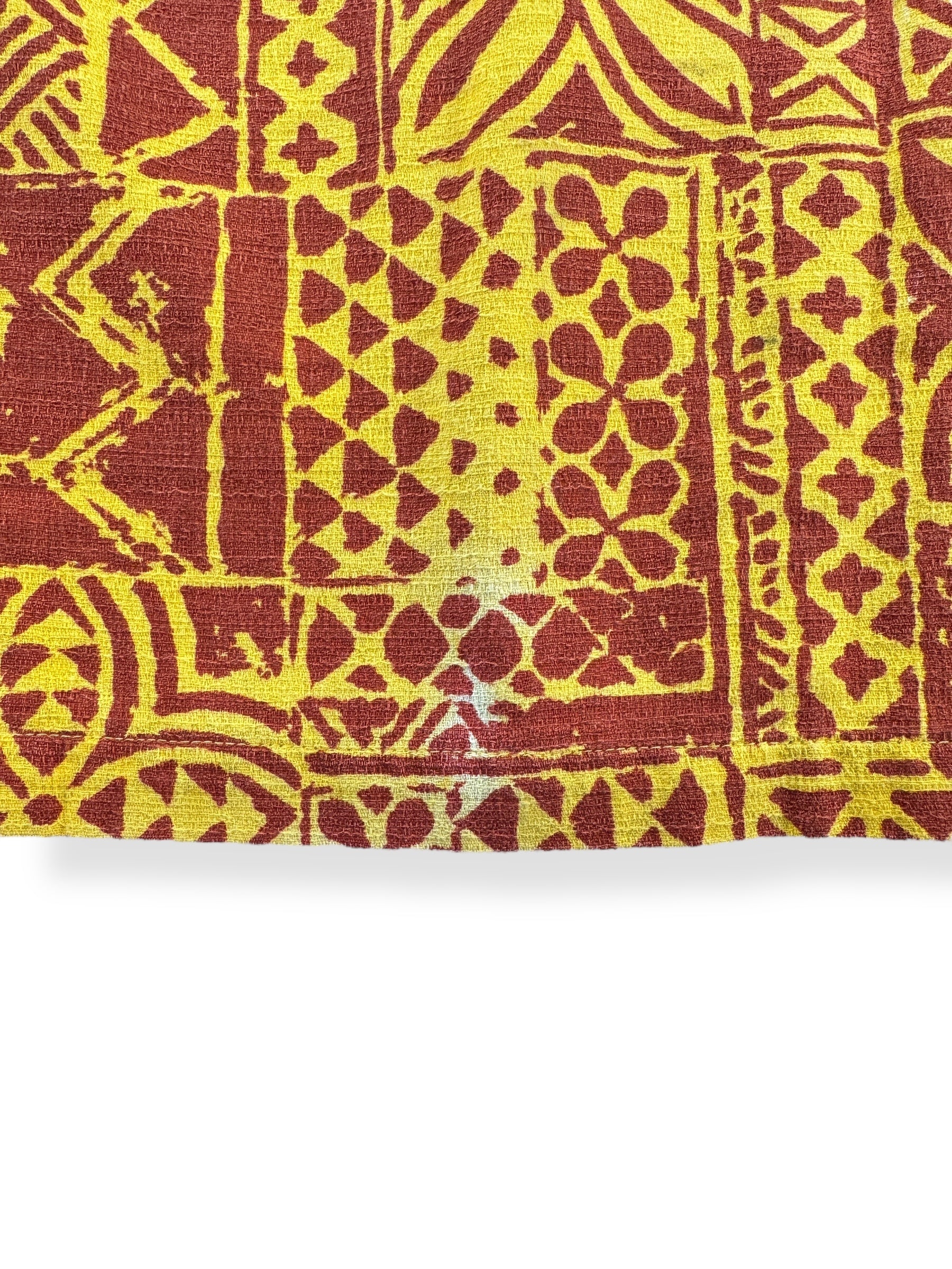 Bleach Stain on Vintage Liane Bark Cloth Aloha Shirt SZ L