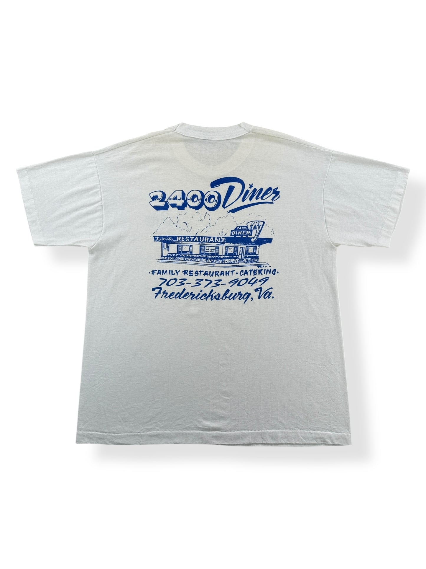 Back of Vintage 2400 Diner Fredericksburg VA Tee SZ XL