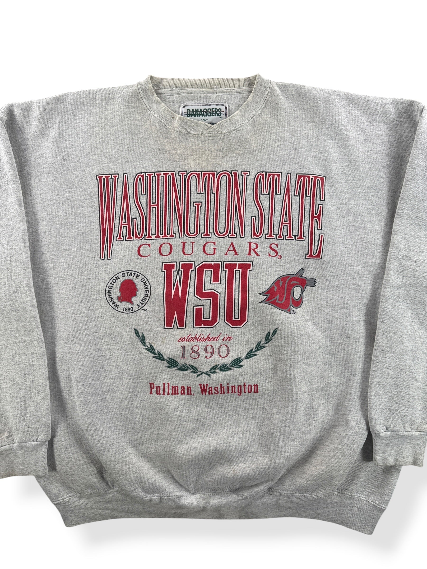 Front Close Up of Vintage Washington Cougars Crewneck SZ XL