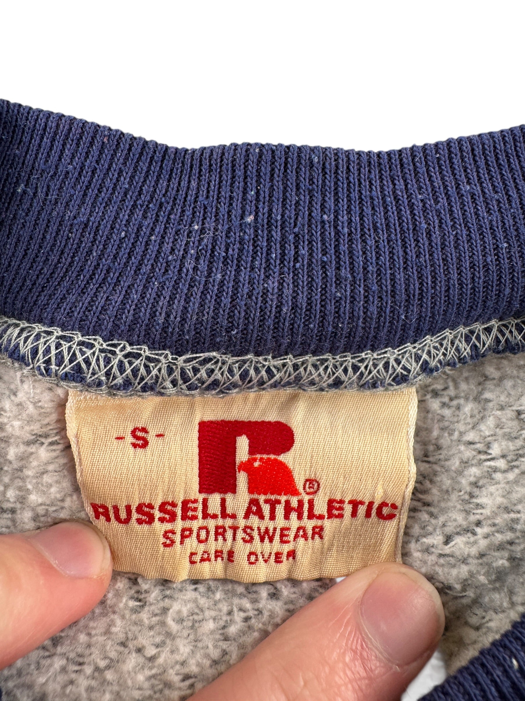 Tag on Vintage 80s Russell TriTone Crewneck SZ S