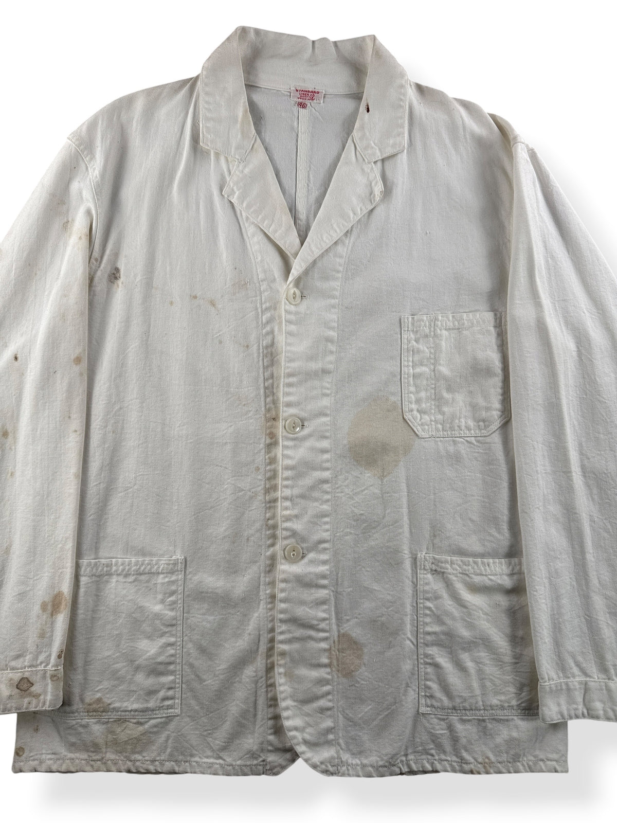 Close-up of Vintage Standard Linen Co Shop Coat SZ 46