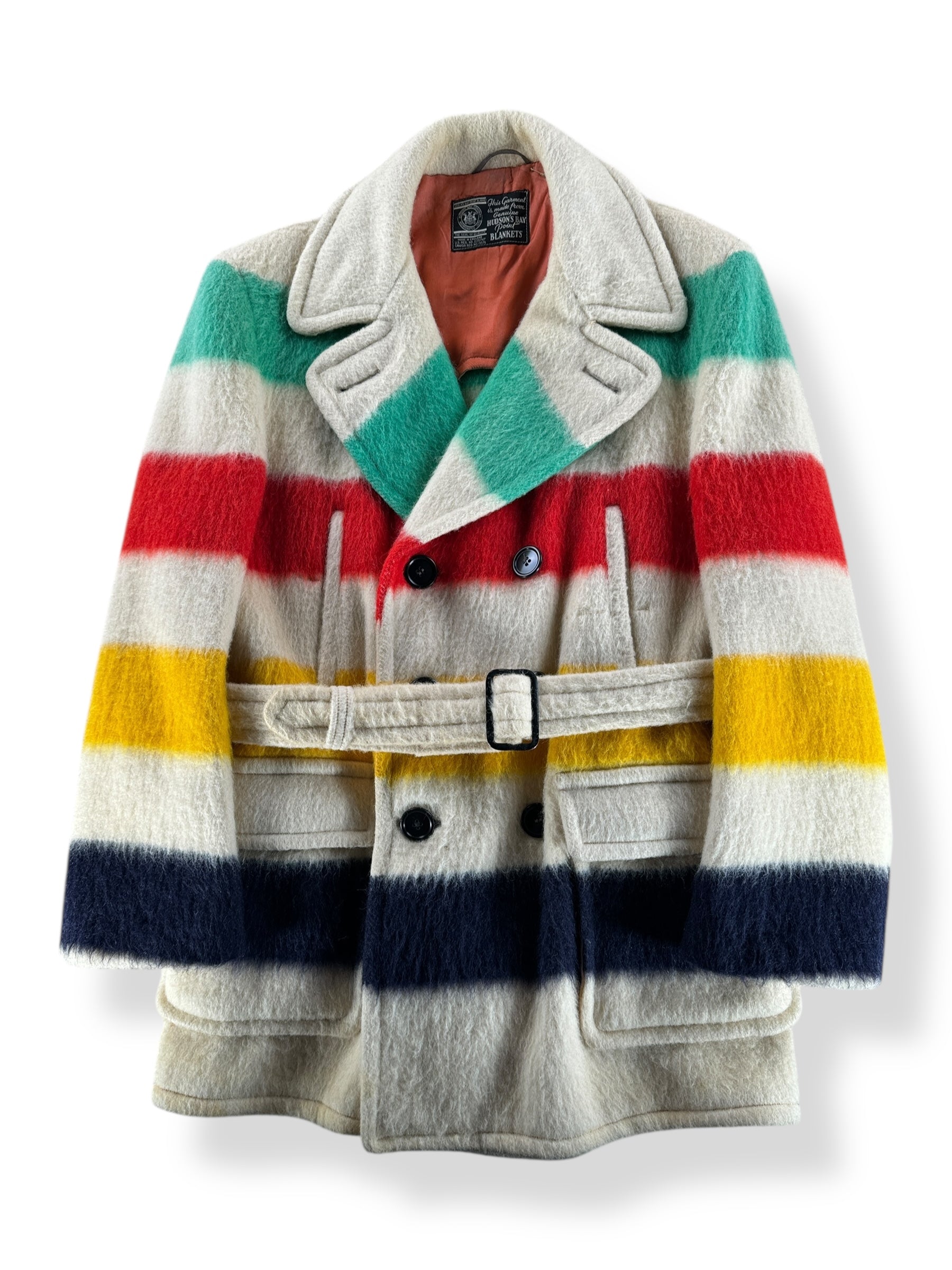 Front of Vintage Hudson's Bay Blanket Coat SZ L