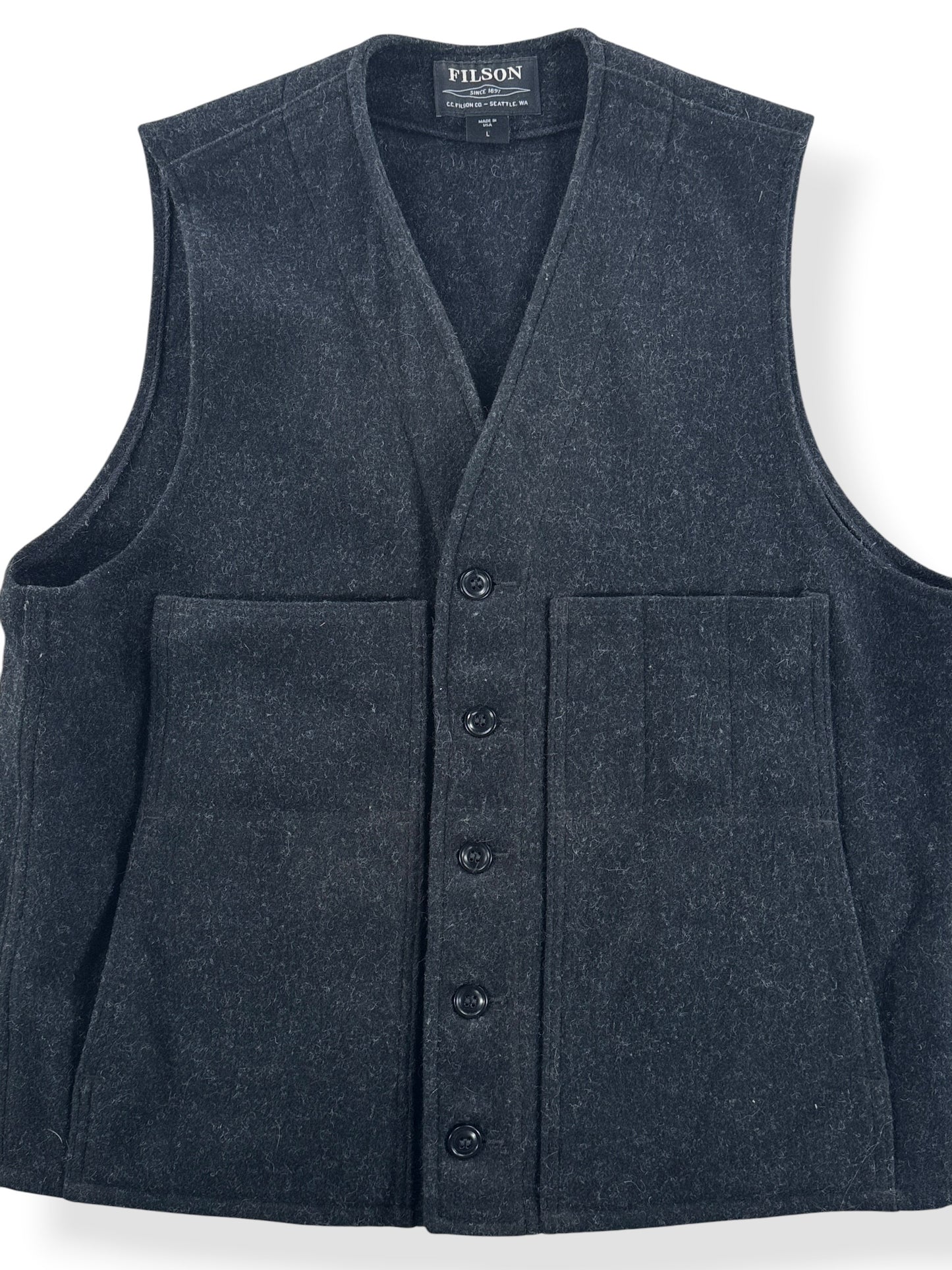 Filson Charcoal Wool Vest SZ L