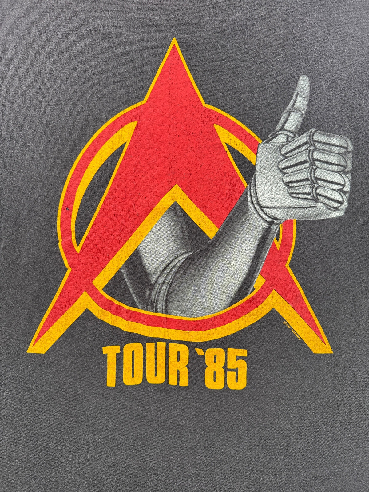 Back graphic on Vintage '85 Sorayama Autograph Band Tee SZ S