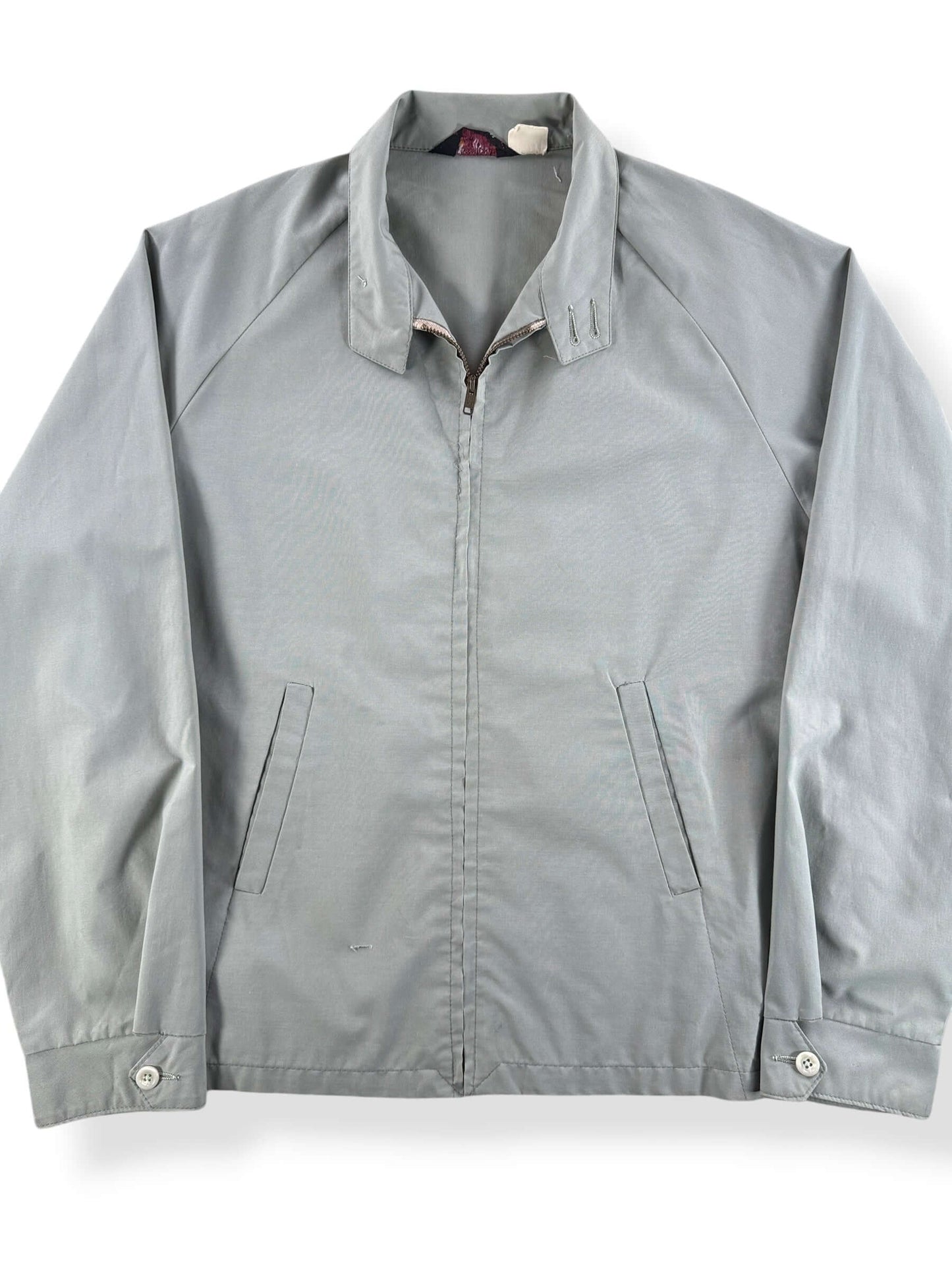 Front Close Up of Vintage Grey Towncraft Herrington Jacket SZ L - AS IS