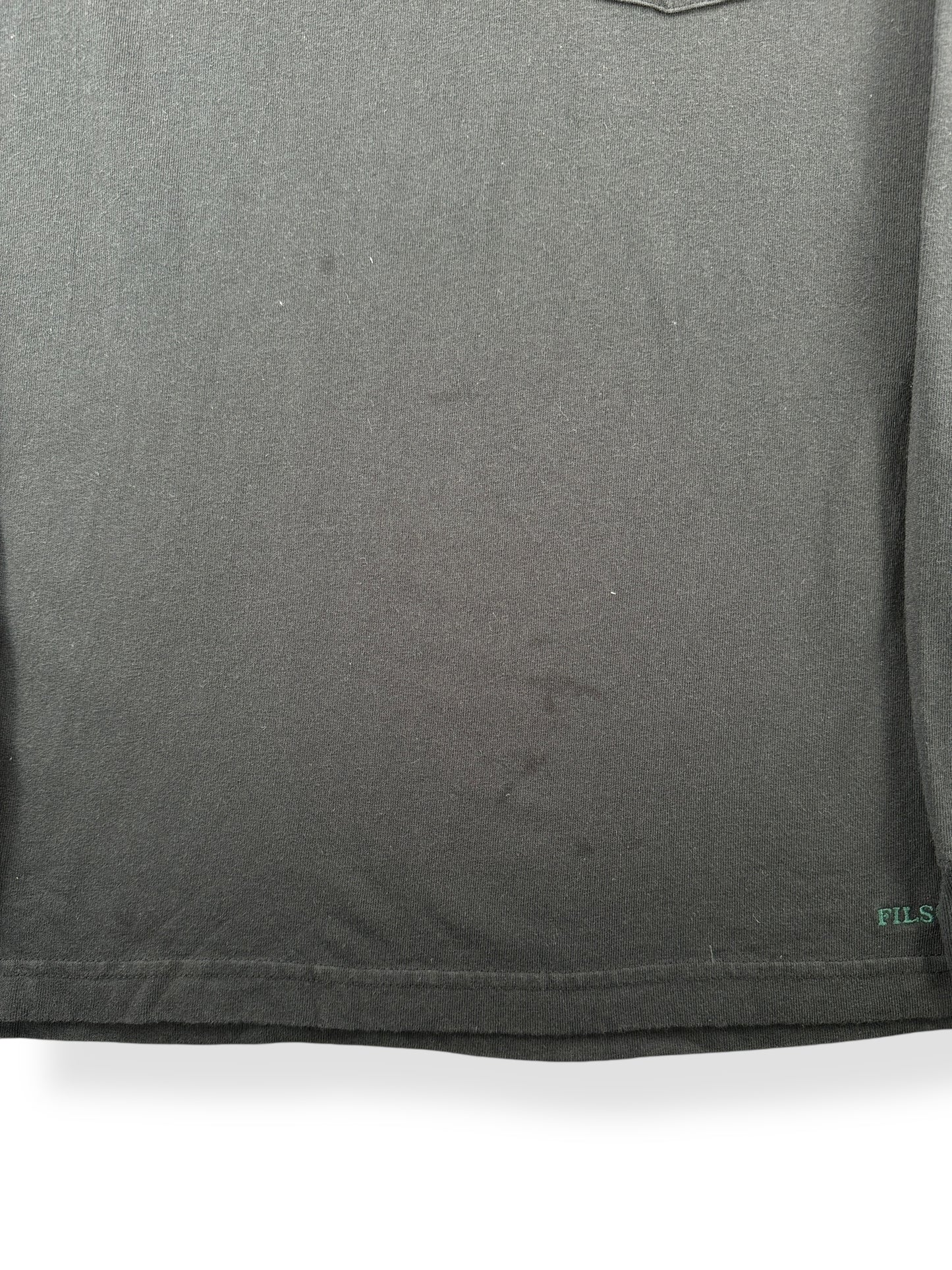 Stains on Filson Long Sleeve Black Tee SZ M