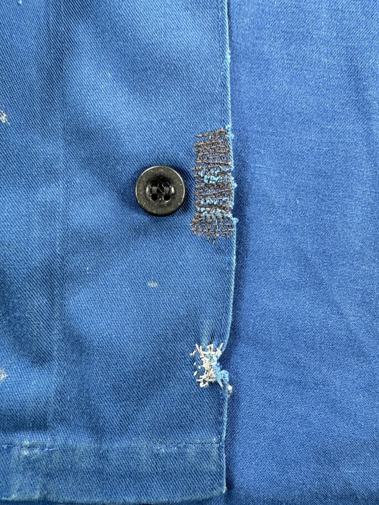 Repair on Vintage French Chore Coat w/ FT Patch SZ XL