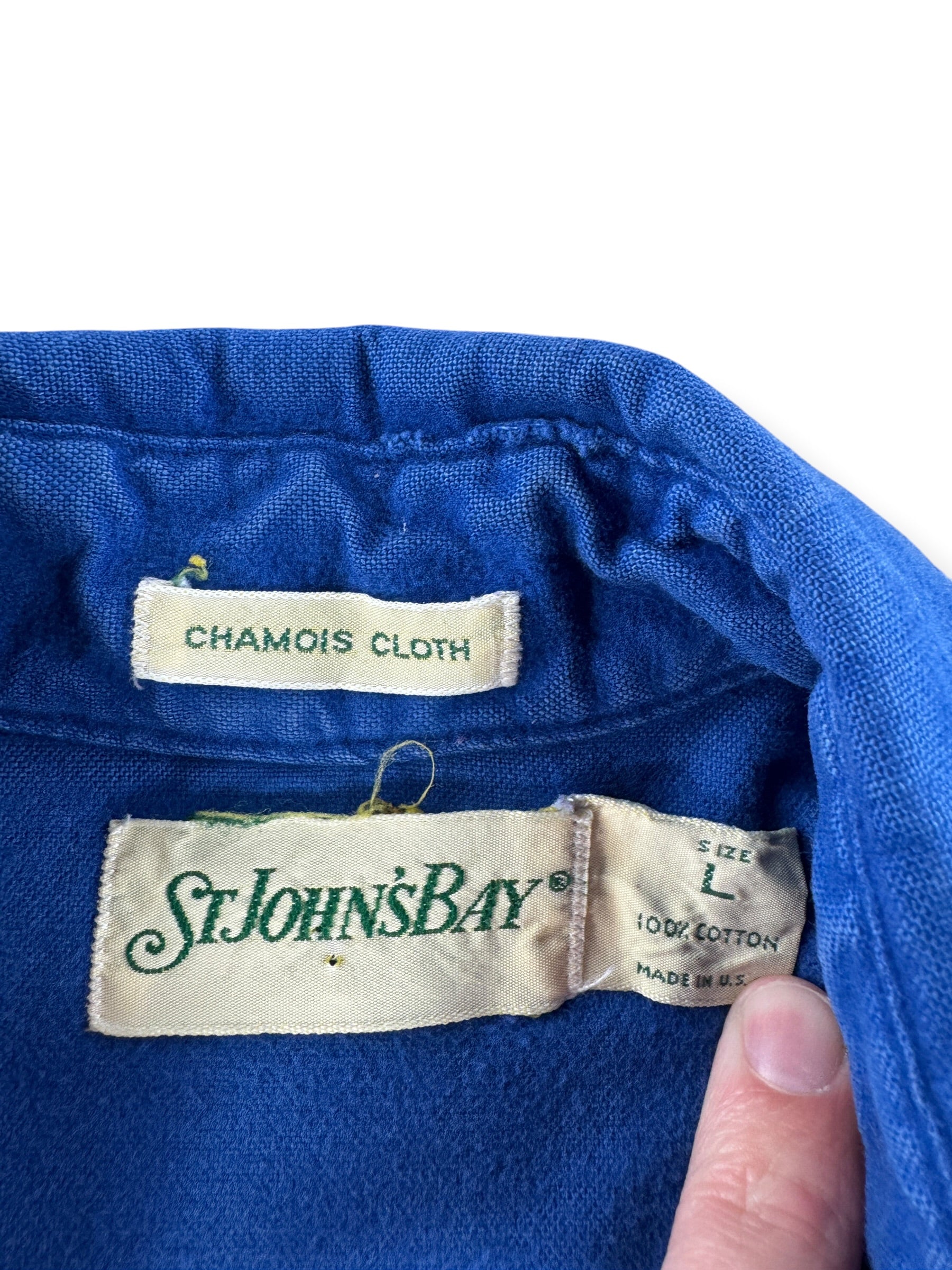 Tag on Vintage St. Johns Bay Blue Chamois Shirt SZ L