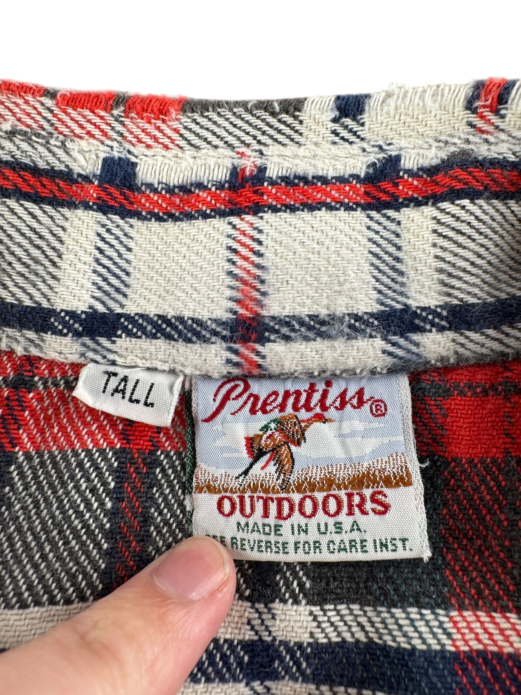 Tag on Vintage Prentiss Pearl Snap Cotton Flannel 