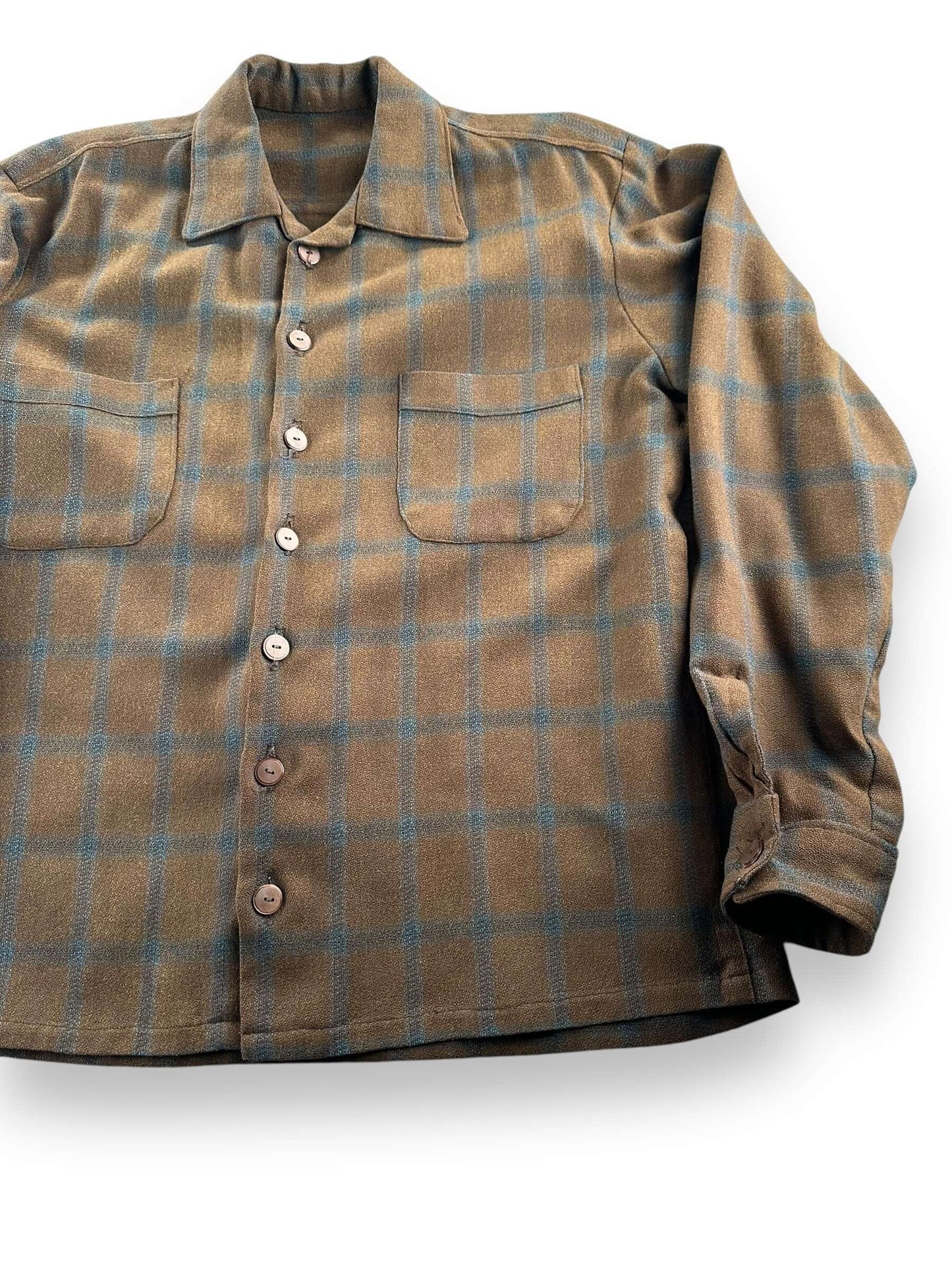 Vintage Pendleton Brown Plaid Wool Board Shirt SZ L