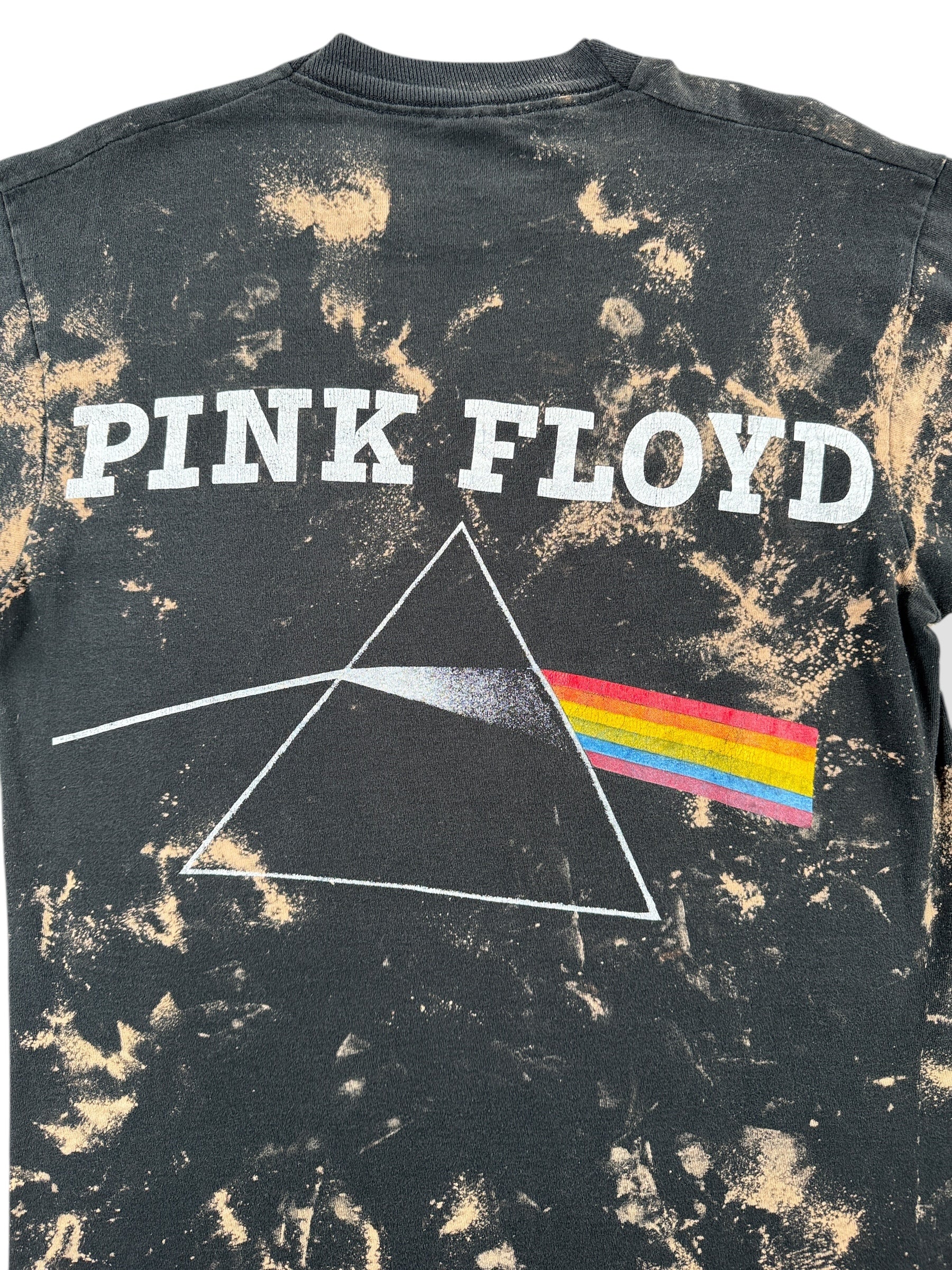 Back Graphic of Vintage 90s Pink Floyd Bleach Dye Tee SZ L (Fits M)