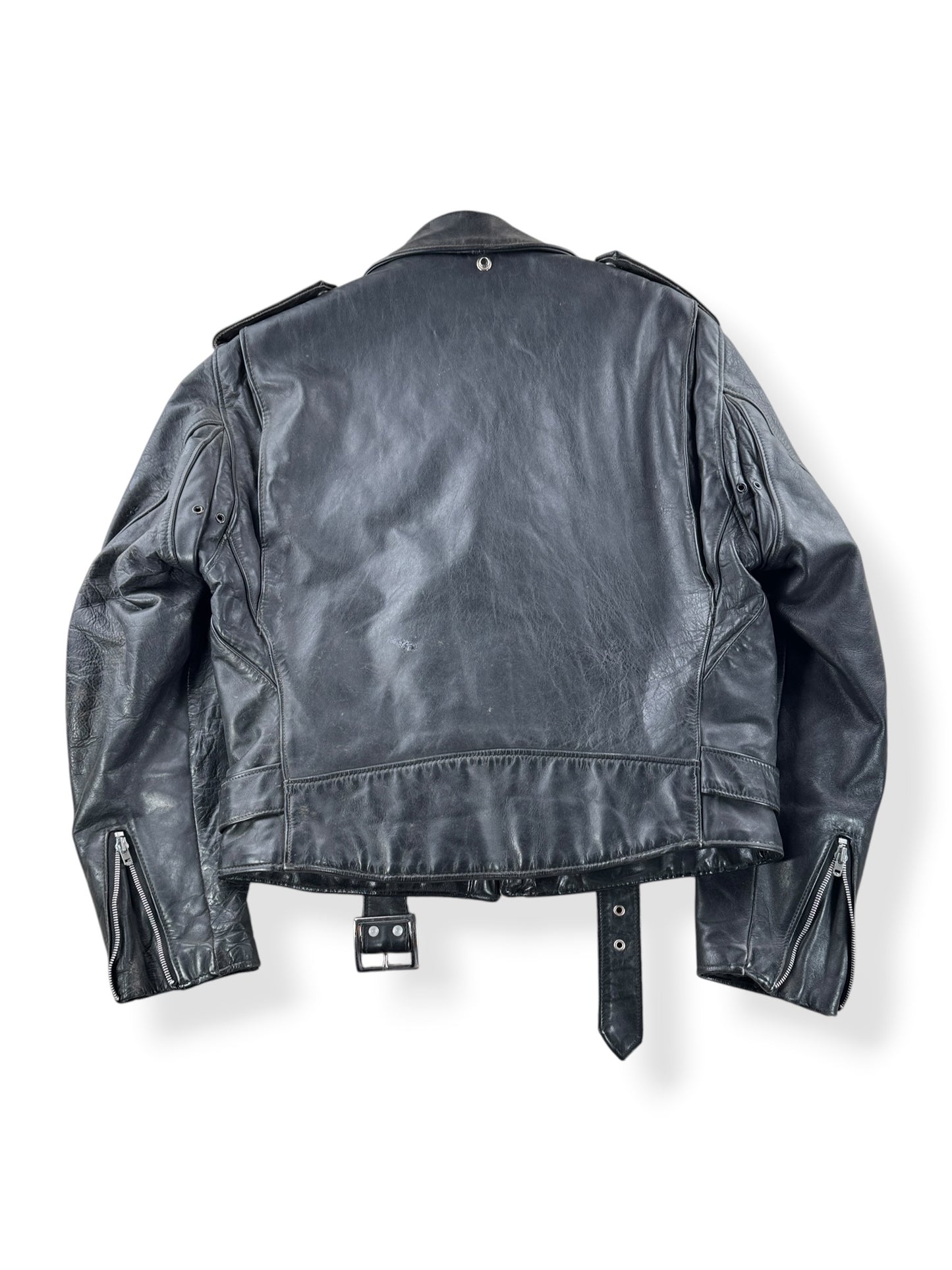 Back of Vintage 80s Era Schott Perfecto Leather Jacket SZ 44