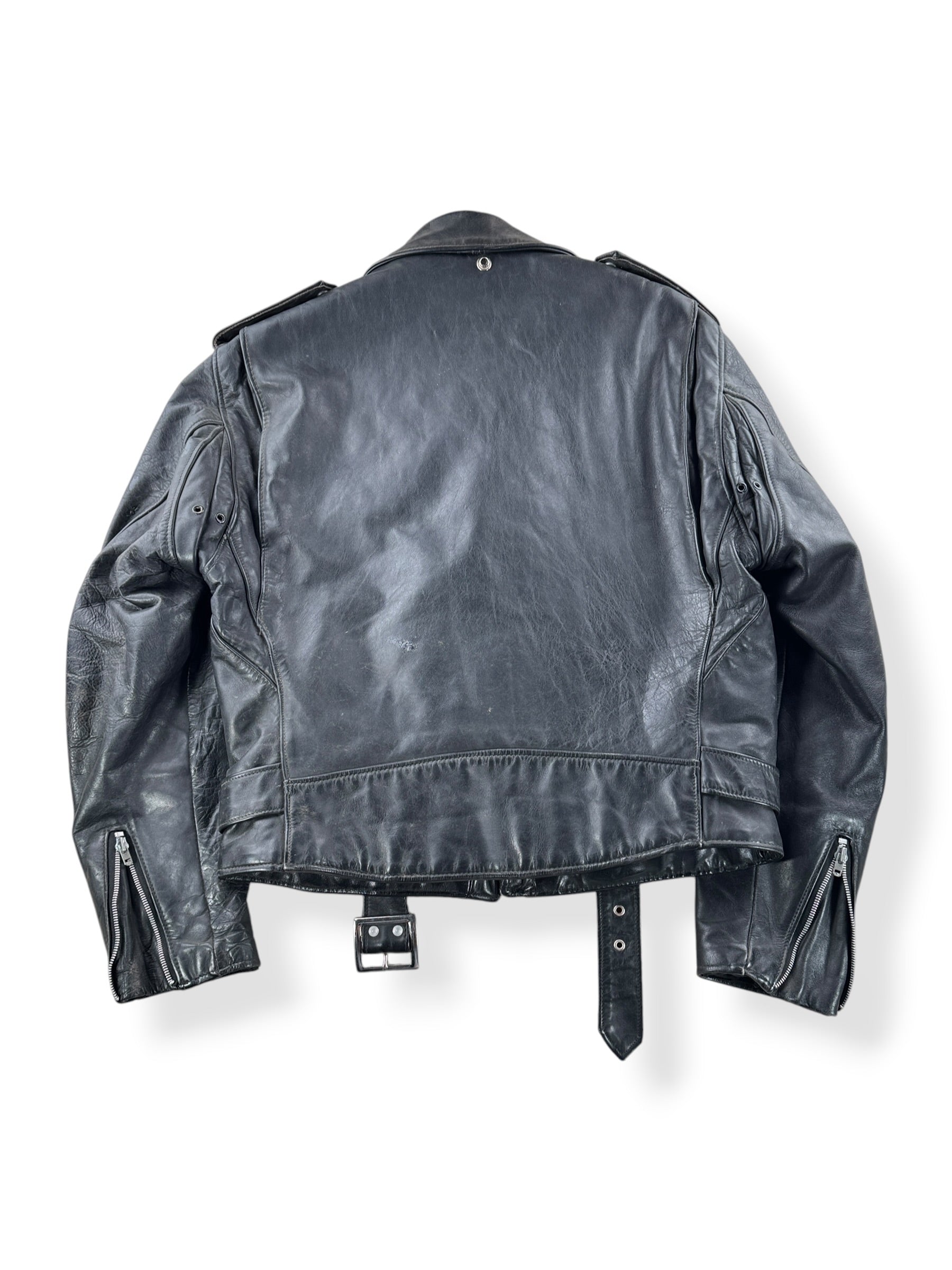 Back of Vintage 80s Era Schott Perfecto Leather Jacket SZ 44